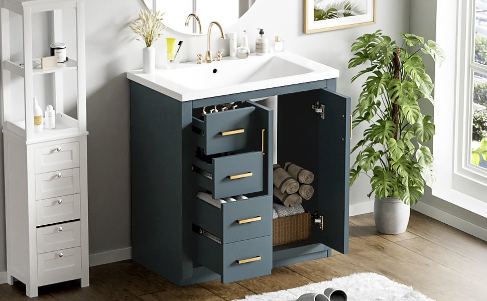 30 "Solid wood frame ceramic sink independent dressing table set - KiKiUMi