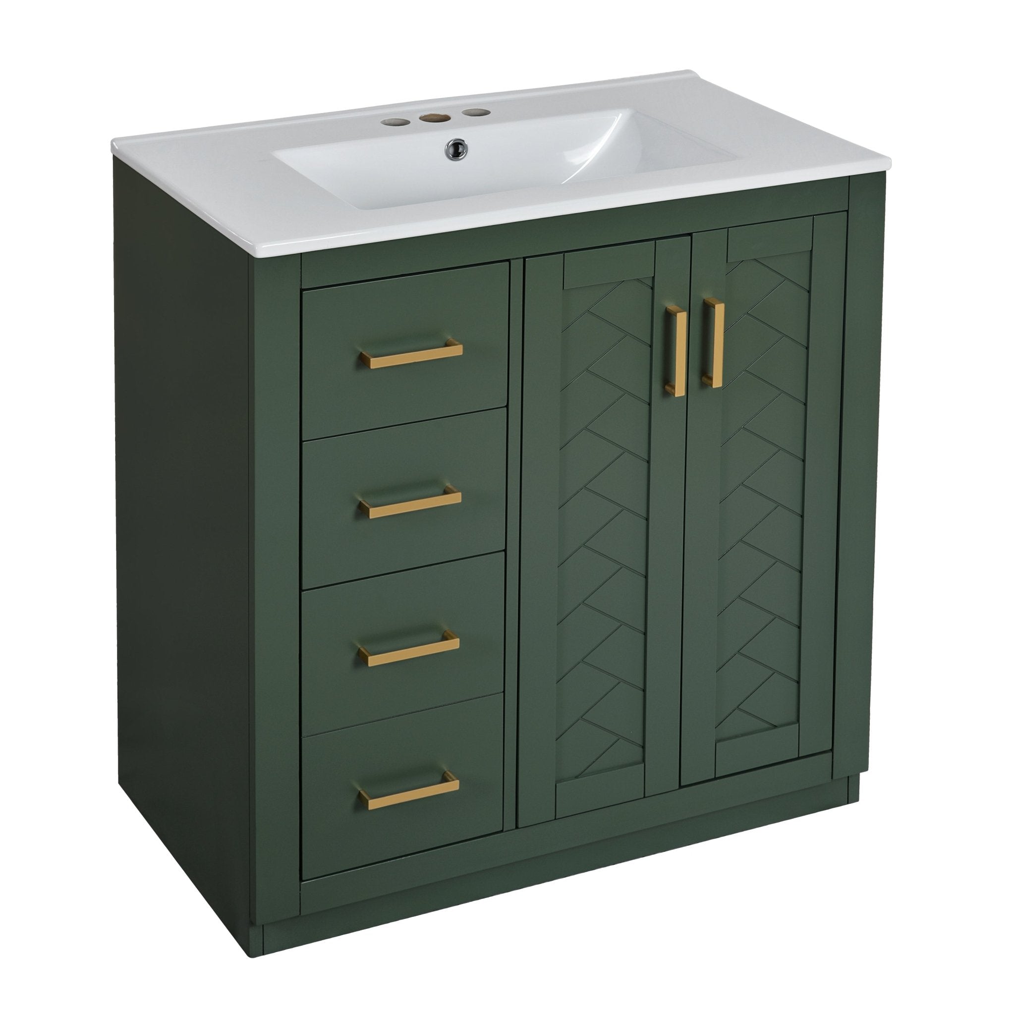 30 "Solid wood frame ceramic sink independent dressing table set(green) - KiKiUMi
