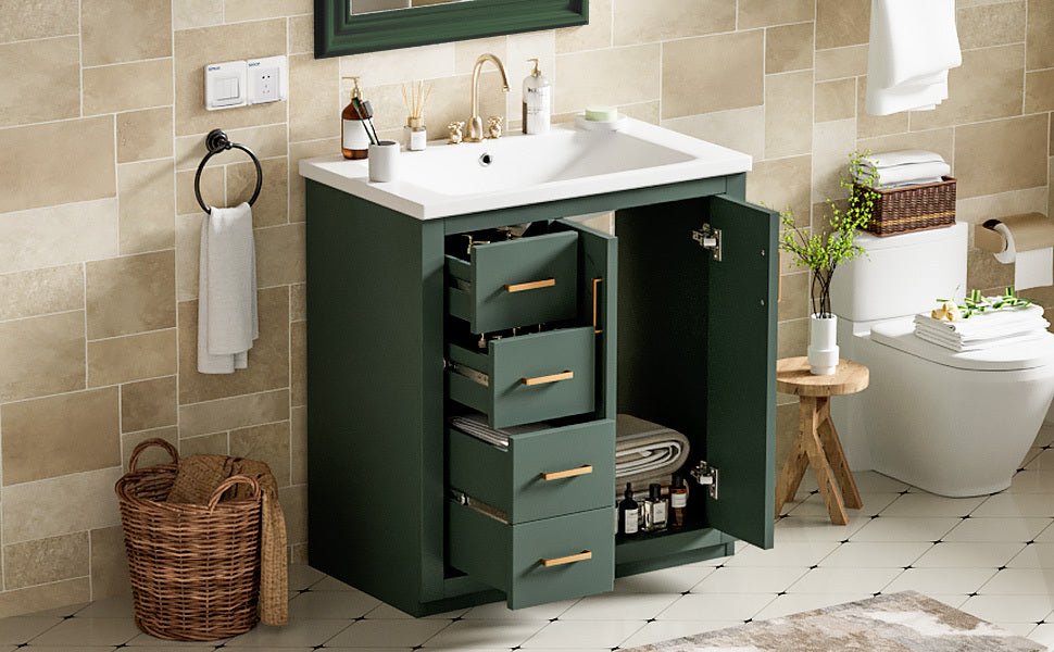 30 "Solid wood frame ceramic sink independent dressing table set(green) - KiKiUMi