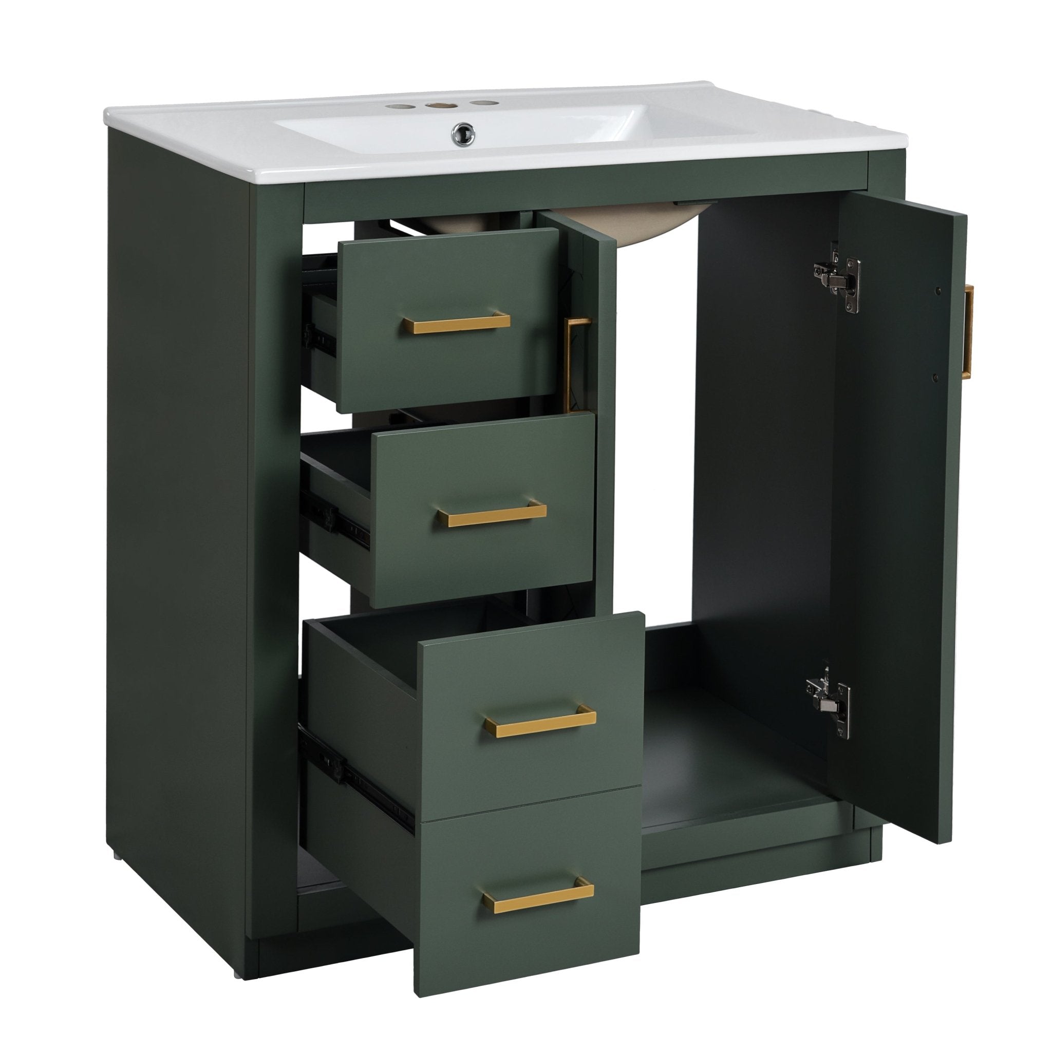 30 "Solid wood frame ceramic sink independent dressing table set(green) - KiKiUMi