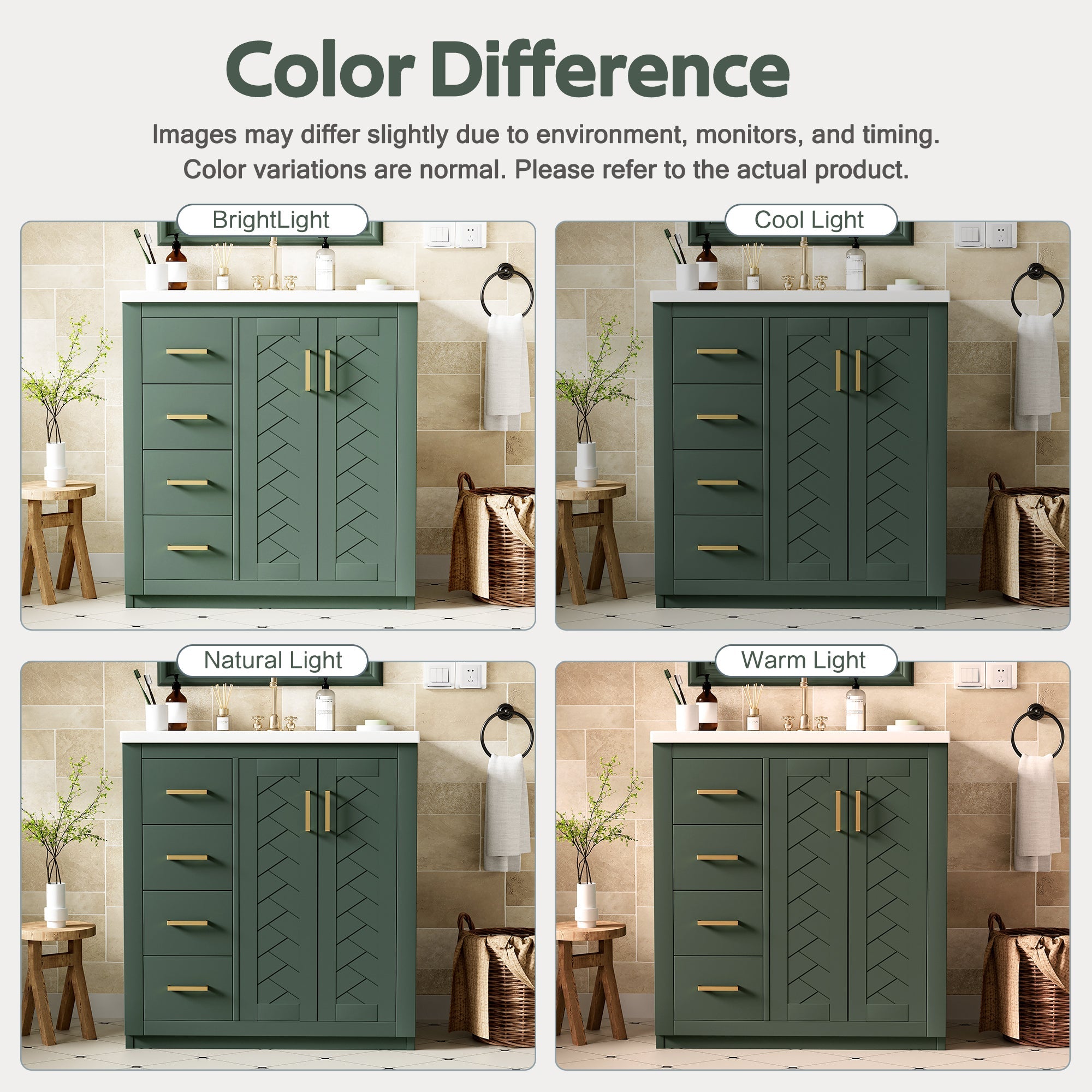 30 "Solid wood frame ceramic sink independent dressing table set(green) - KiKiUMi