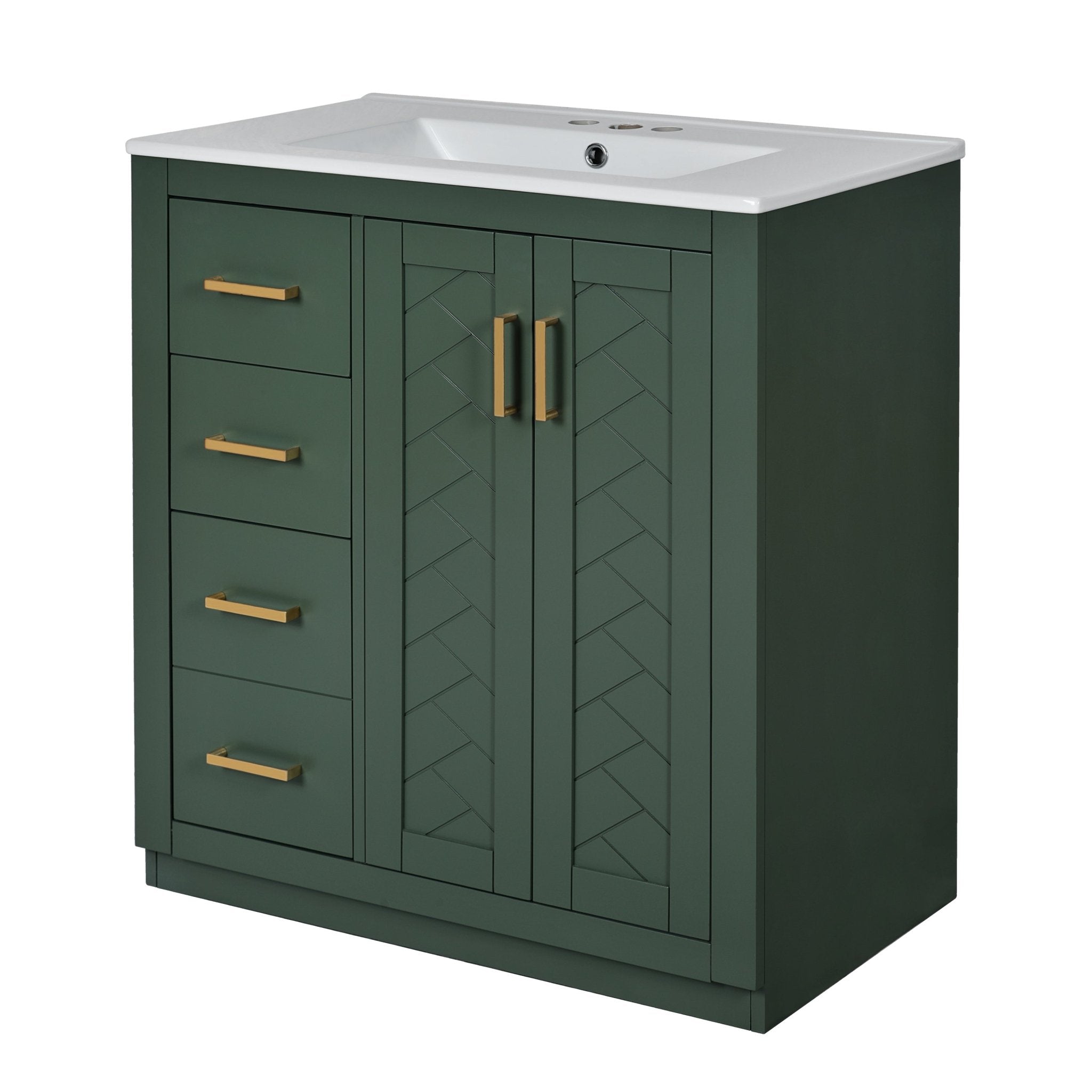 30 "Solid wood frame ceramic sink independent dressing table set(green) - KiKiUMi