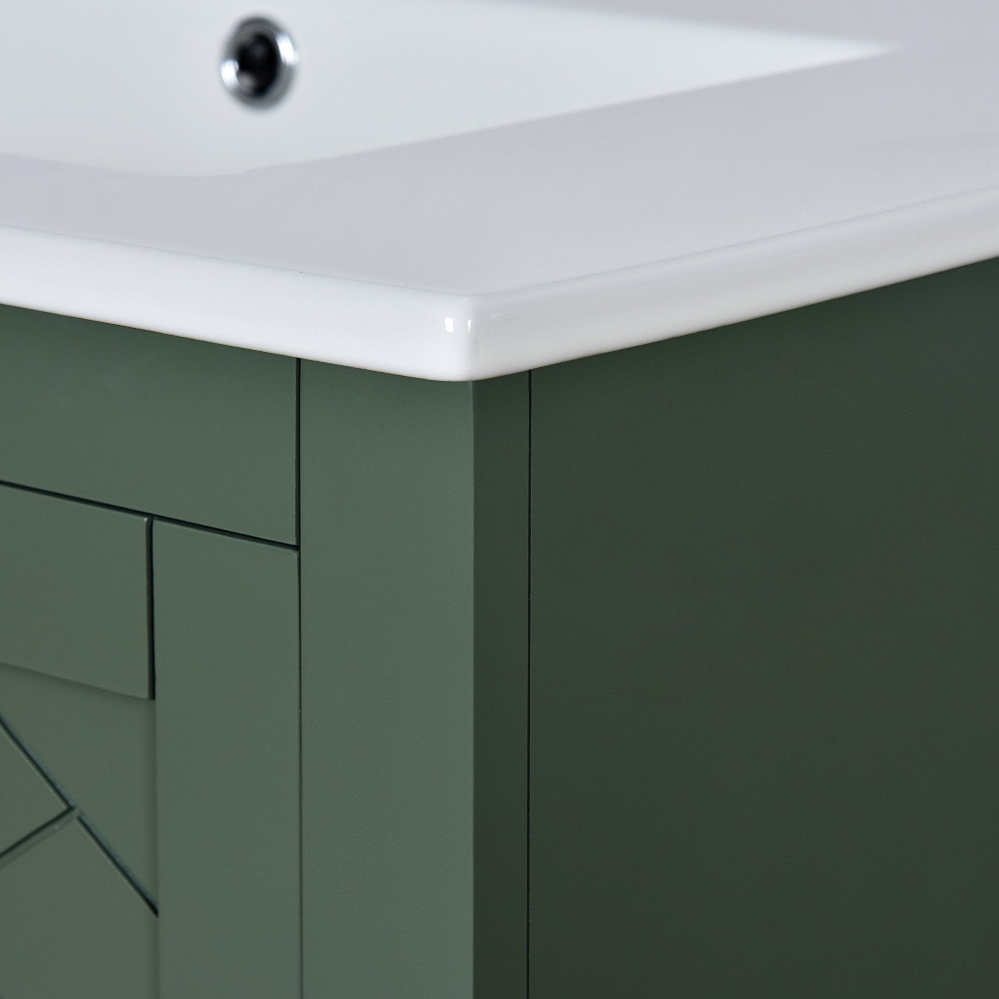 30 "Solid wood frame ceramic sink independent dressing table set(green) - KiKiUMi
