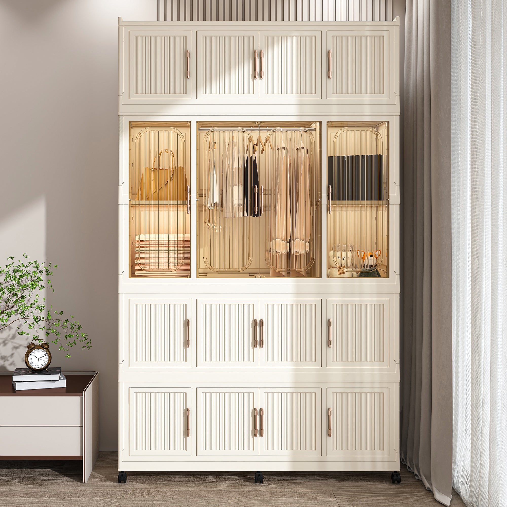 Portable wardrobe storage cabinets and dressing tables for clothes