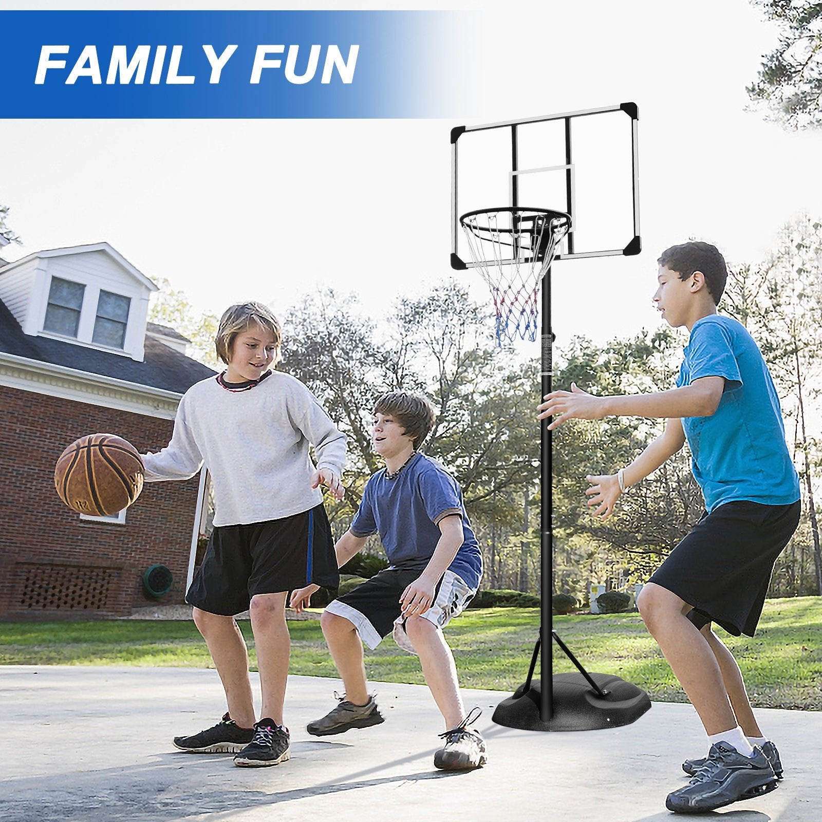 32 - inch white adjustable portable basketball stand - KiKiUMi