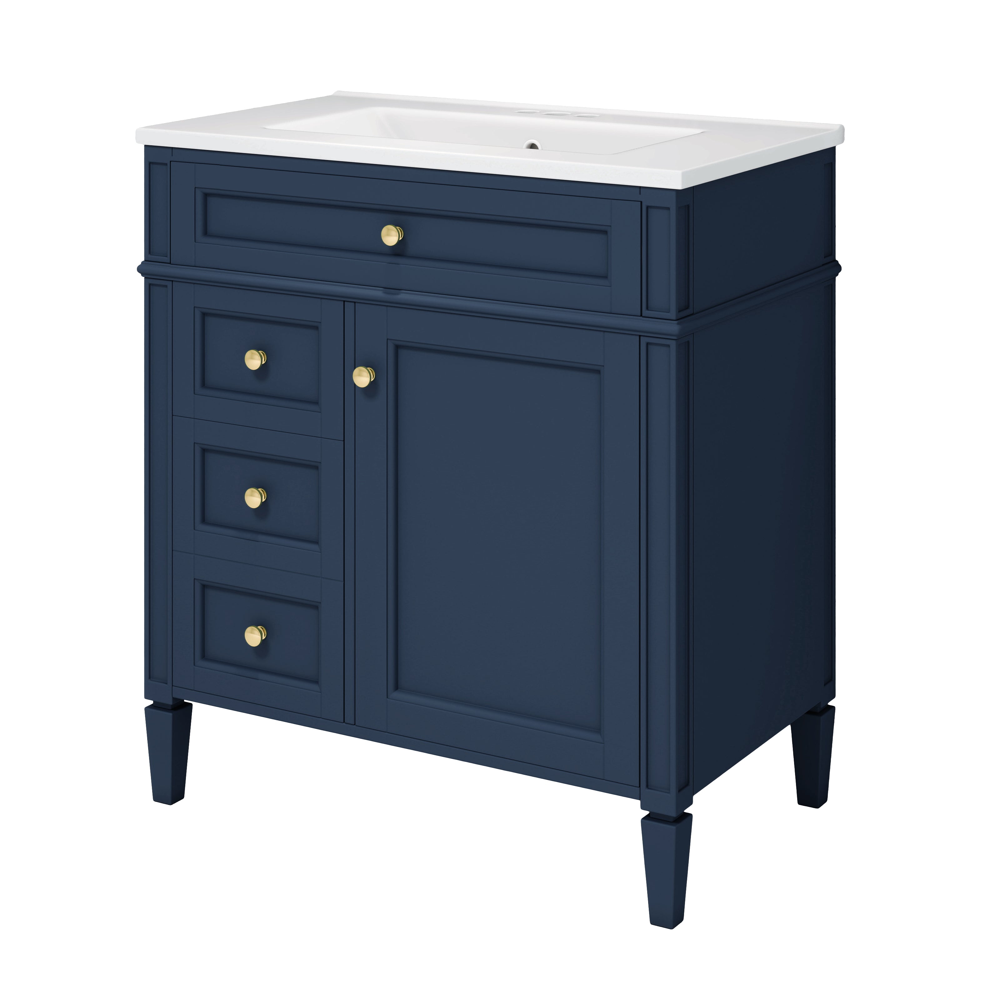 30 "Single sink bathroom dressing table, modern bathroom storage cabinet(blue)