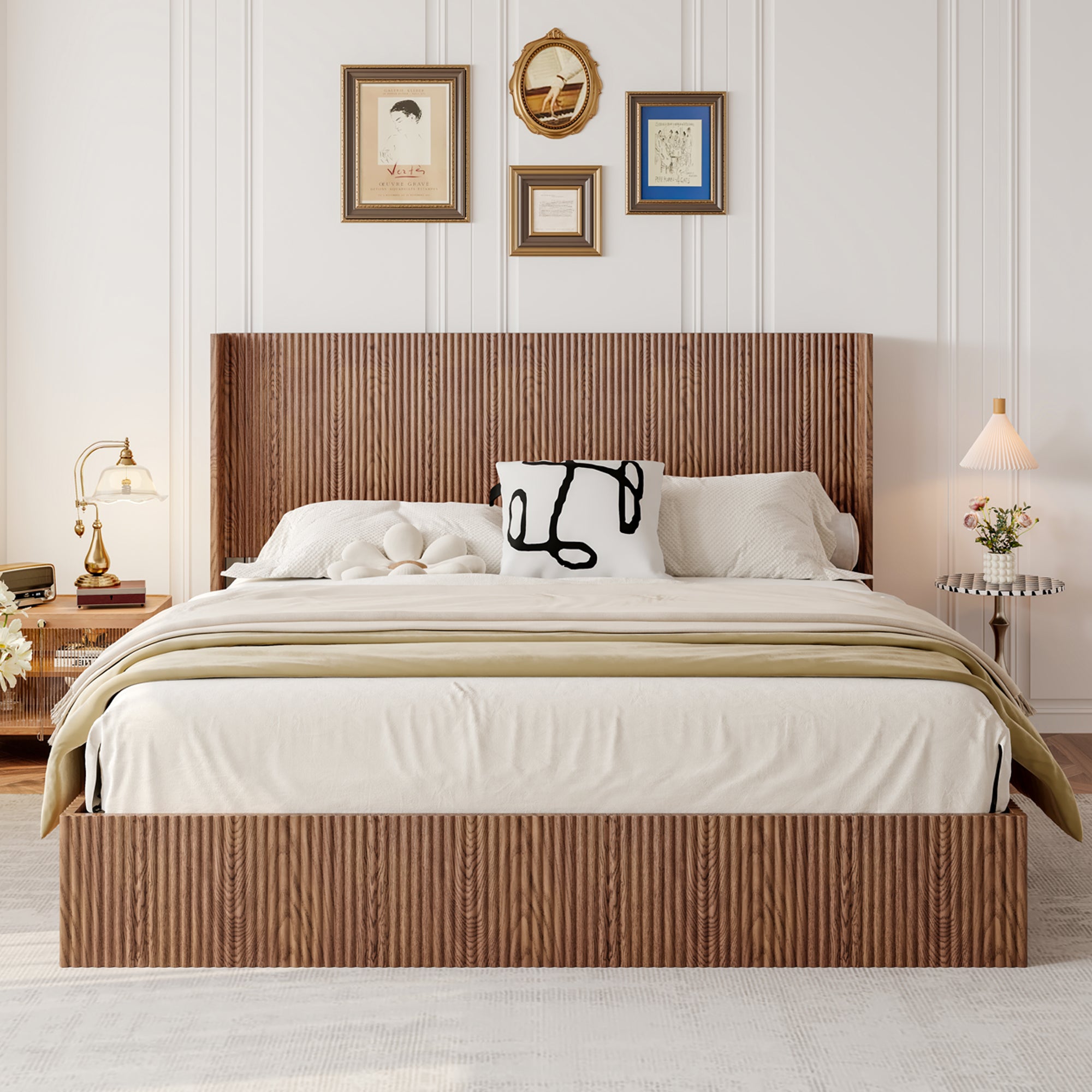 Lift-type storage wooden platform bed frame