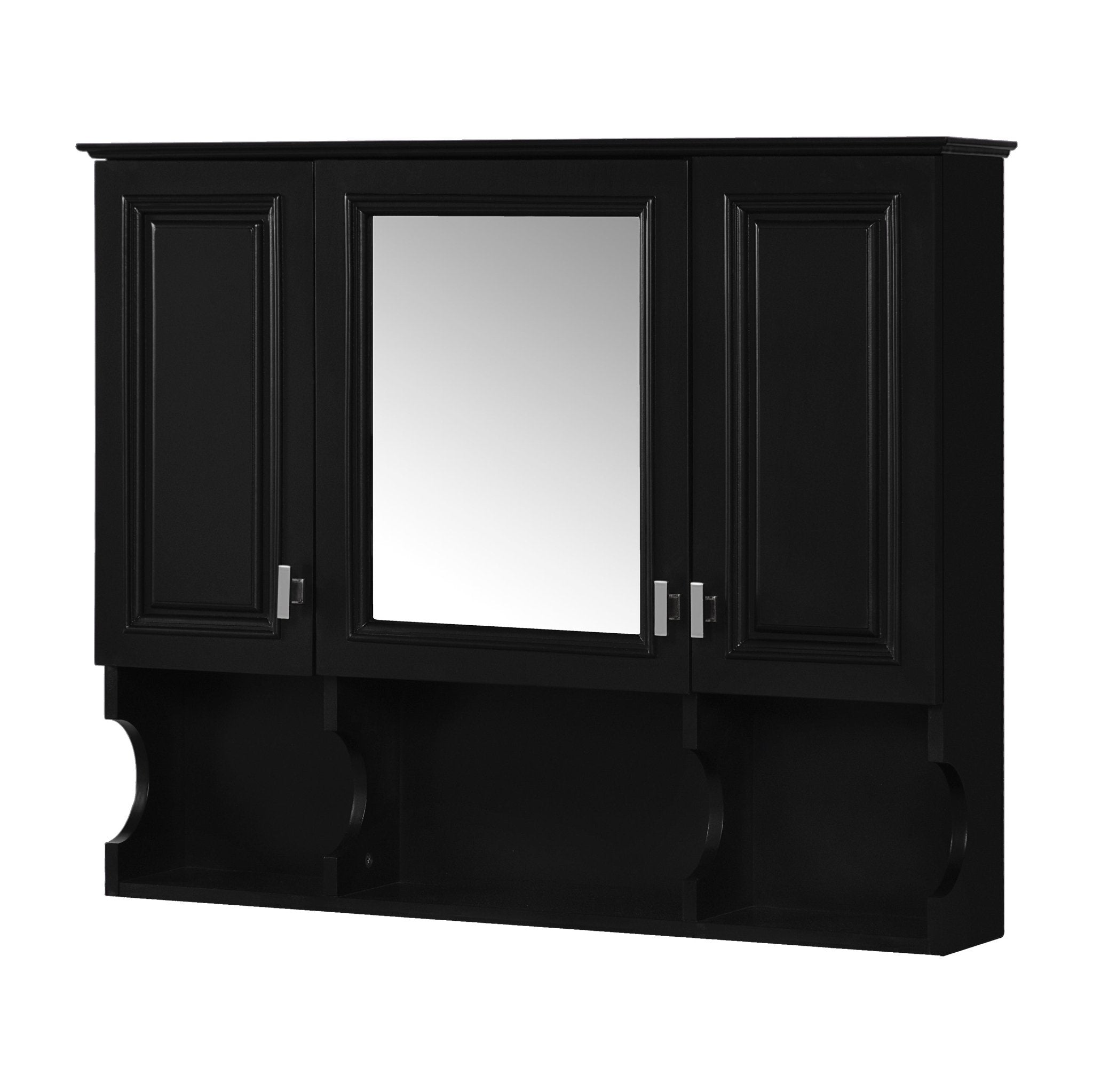 35 "x 28" modern bathroom wall cabinet with a mirror（black） - KiKiUMi