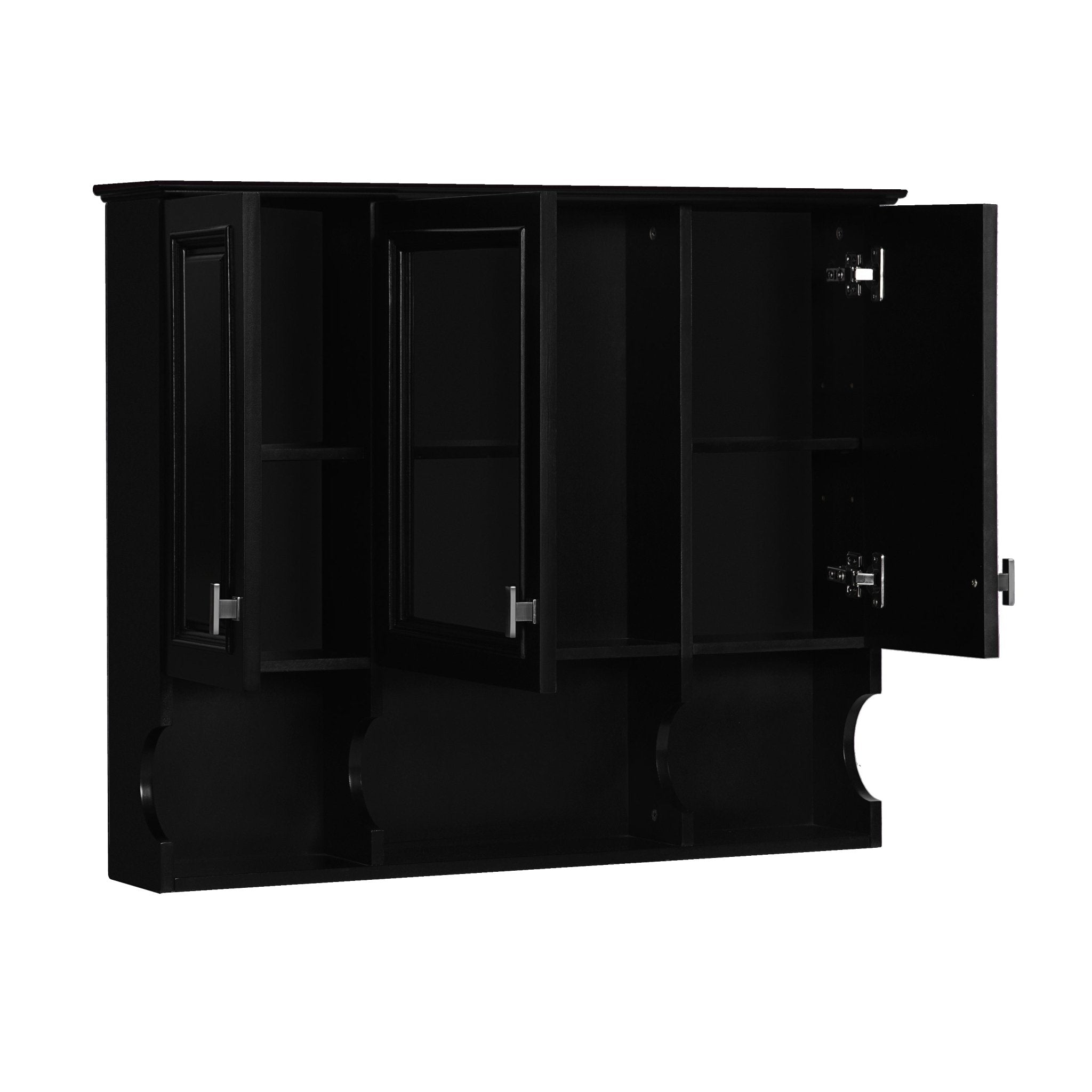 35 "x 28" modern bathroom wall cabinet with a mirror（black） - KiKiUMi