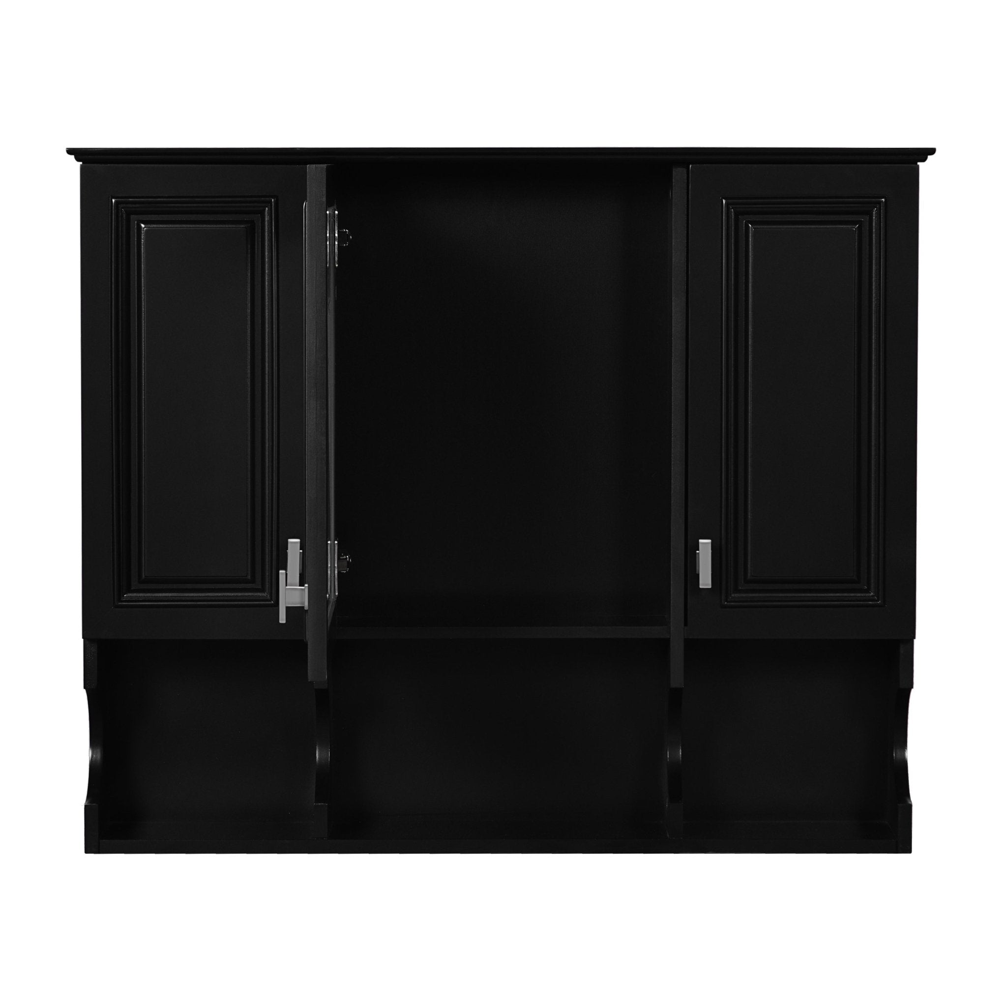 35 "x 28" modern bathroom wall cabinet with a mirror（black） - KiKiUMi