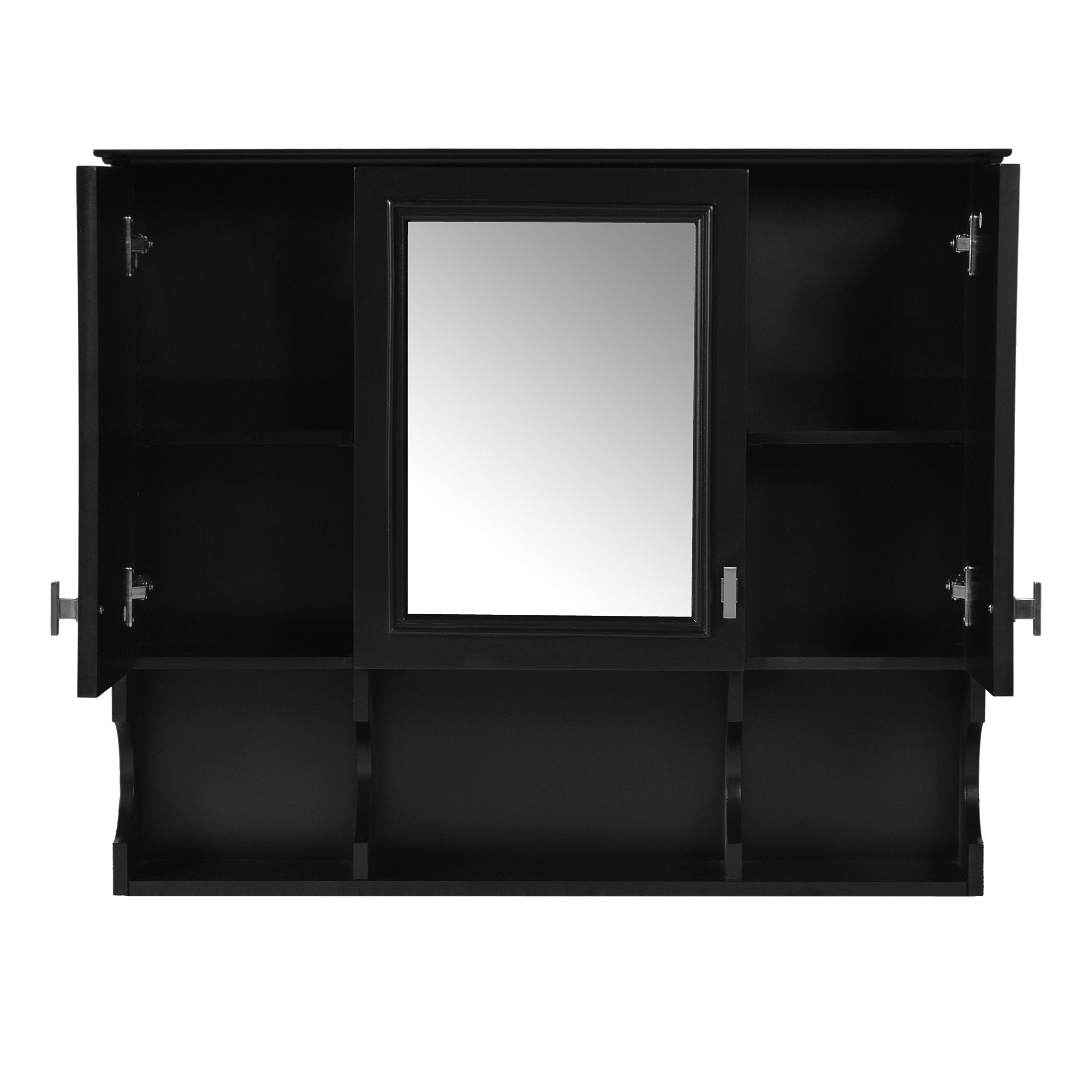 35 "x 28" modern bathroom wall cabinet with a mirror（black） - KiKiUMi