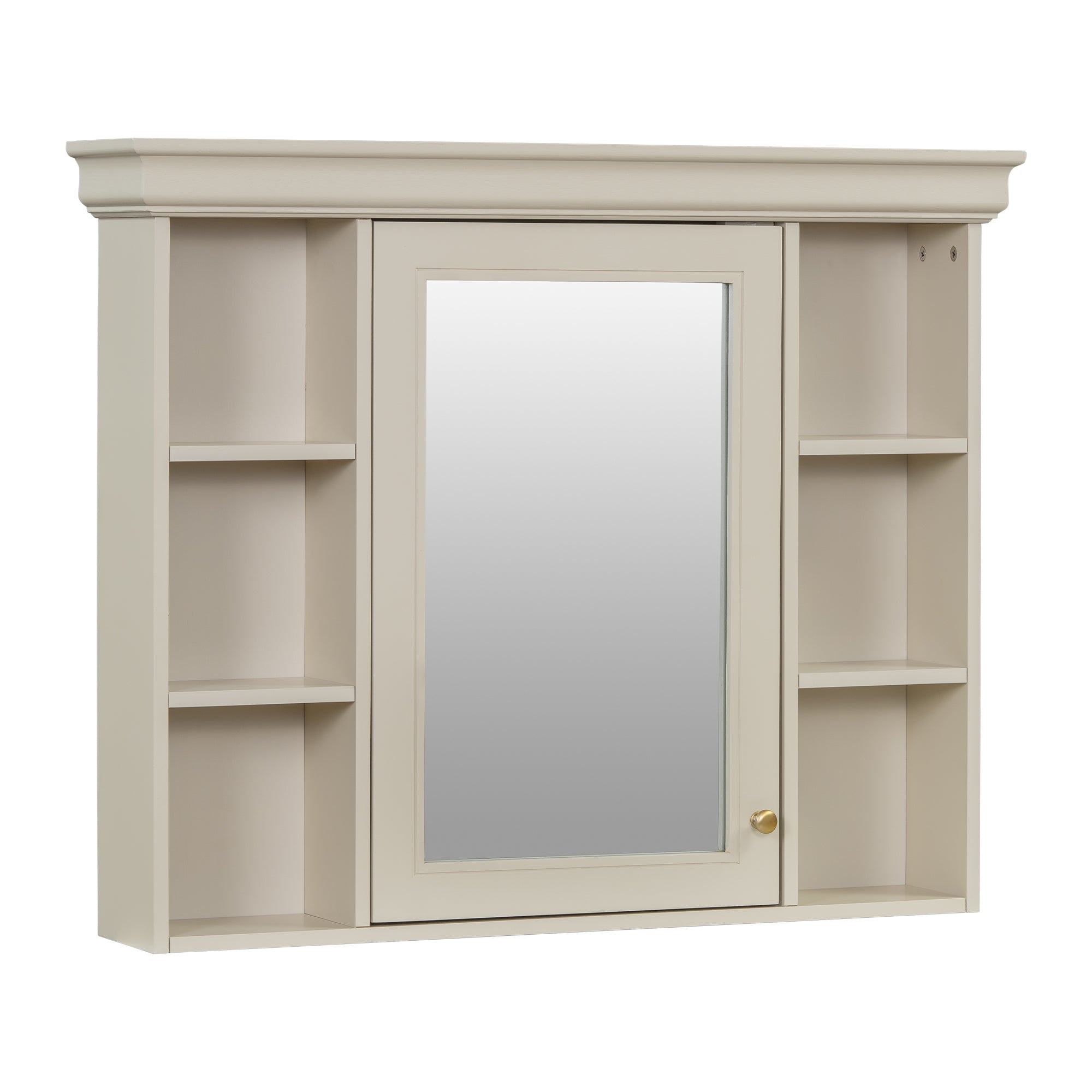 35 "x 28" wall - mounted bathroom storage cabinet with a mirror(beige+cream) - KiKiUMi