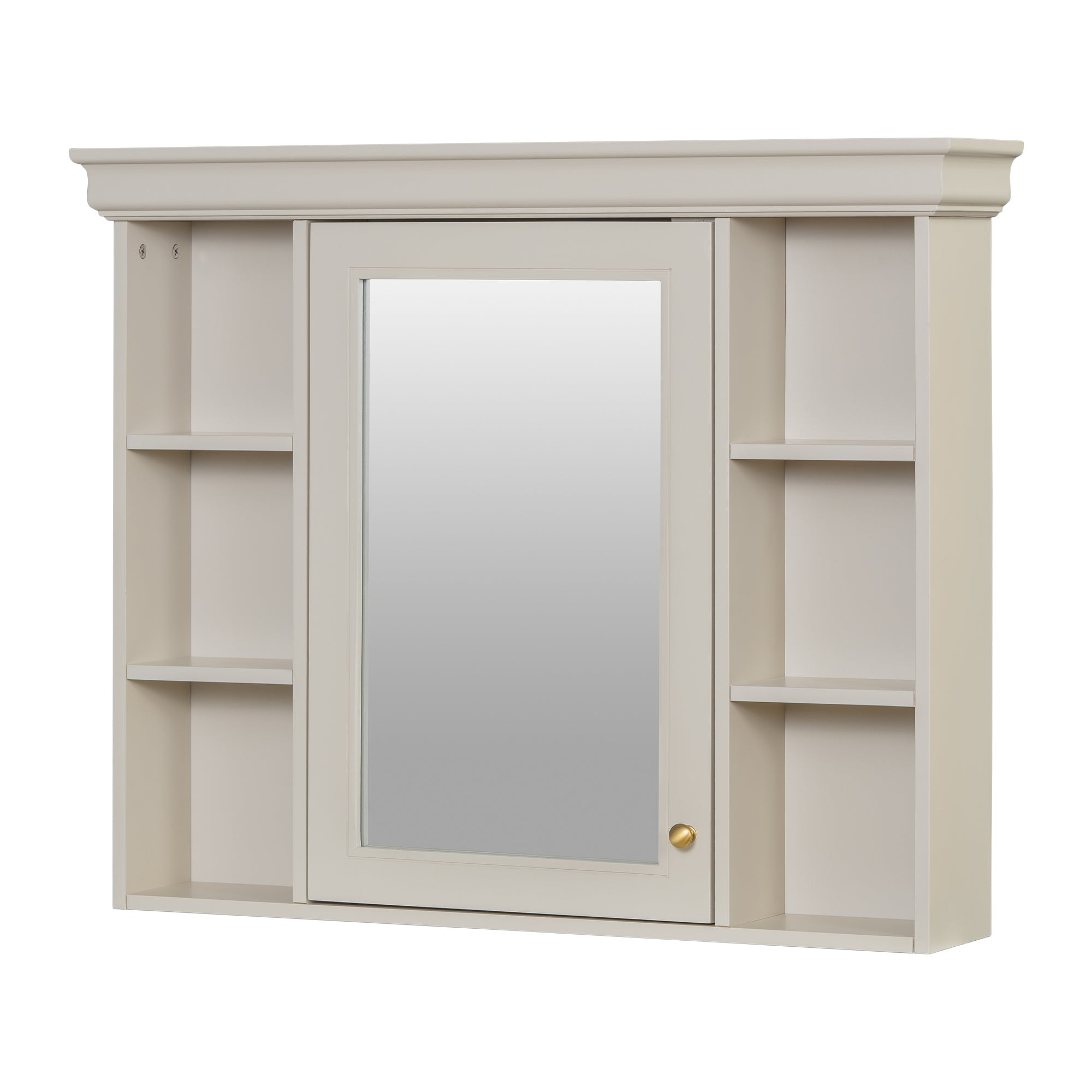 35 "x 28" wall - mounted bathroom storage cabinet with a mirror(beige+cream) - KiKiUMi