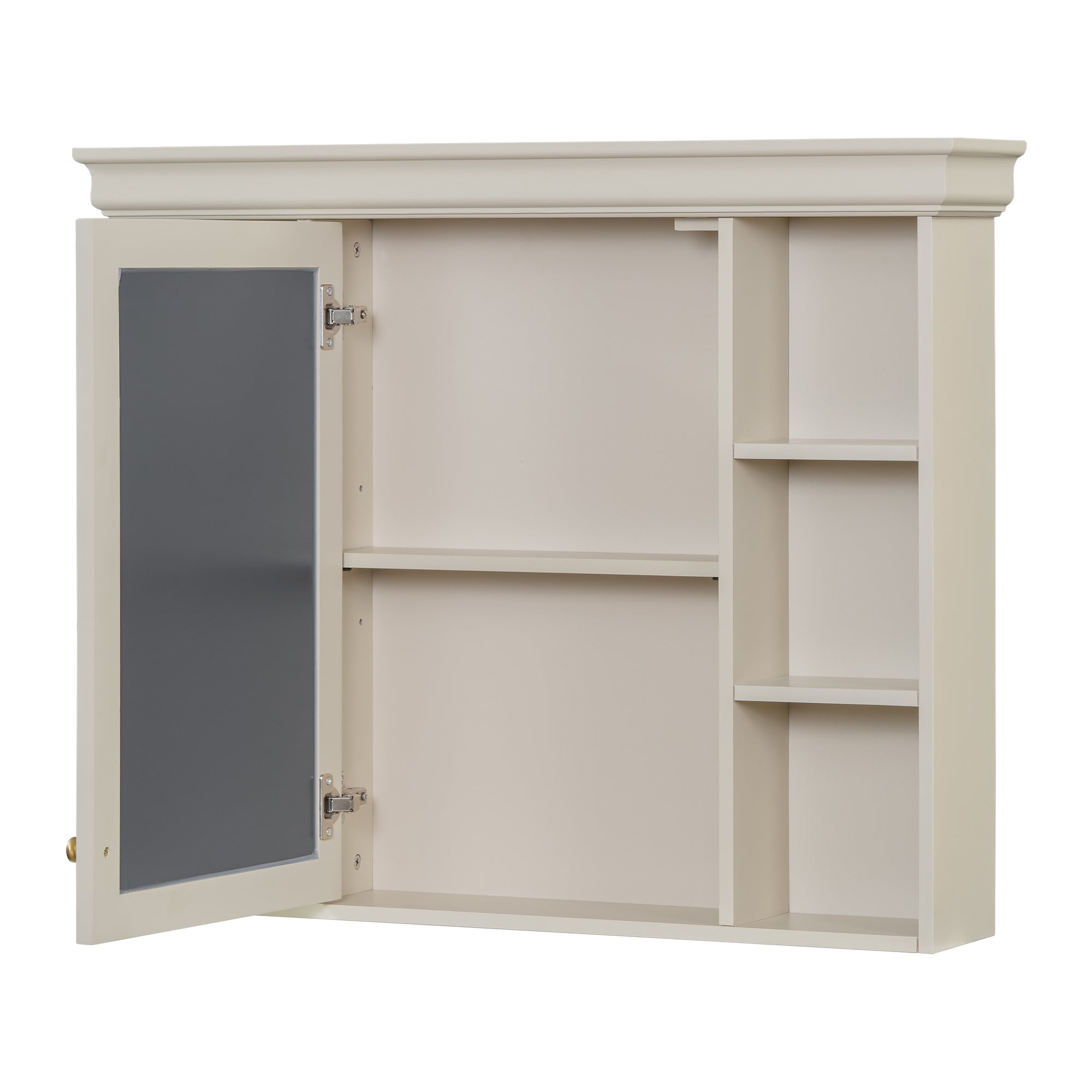 35 "x 28" wall - mounted bathroom storage cabinet with a mirror(beige+cream) - KiKiUMi