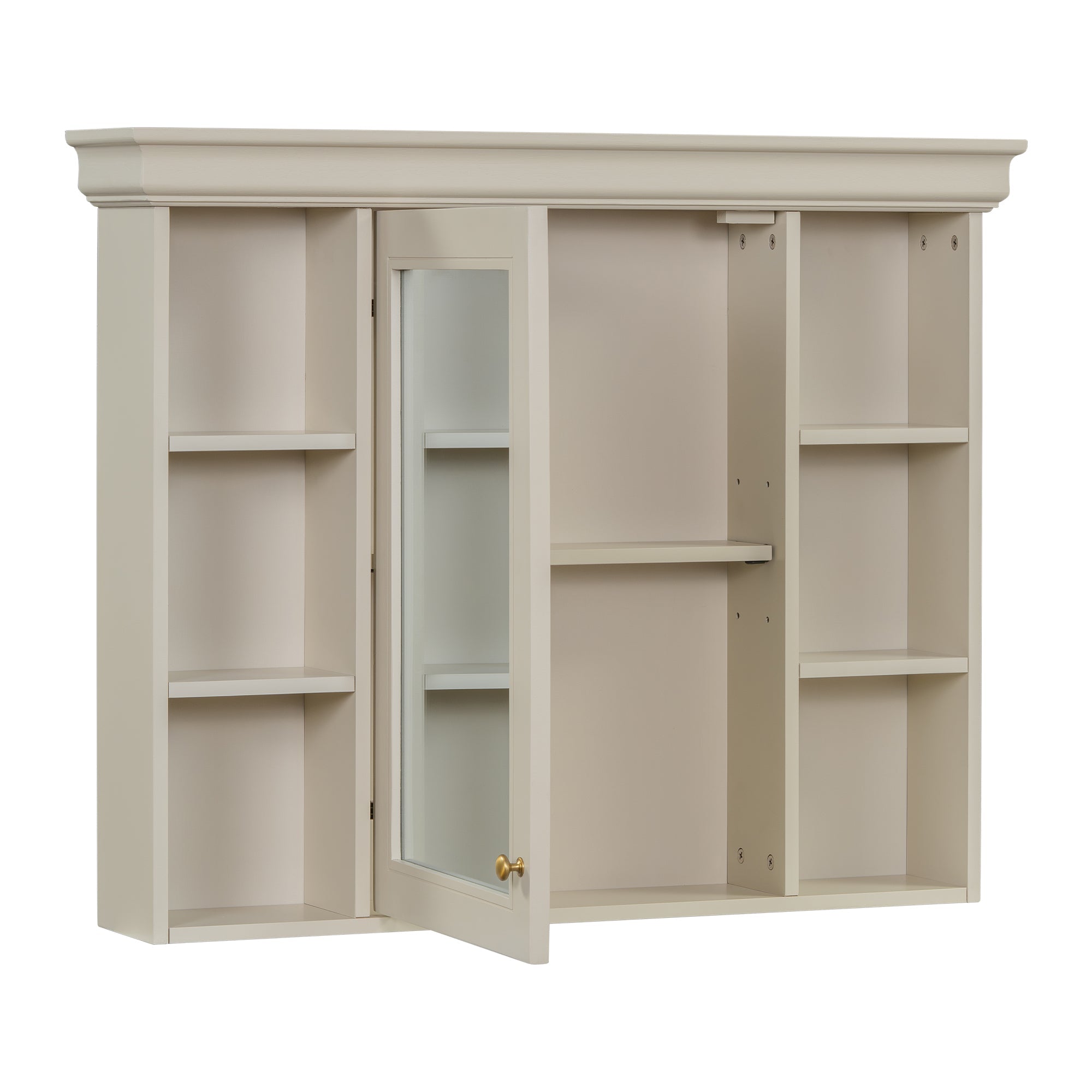 35 "x 28" wall - mounted bathroom storage cabinet with a mirror(beige+cream) - KiKiUMi
