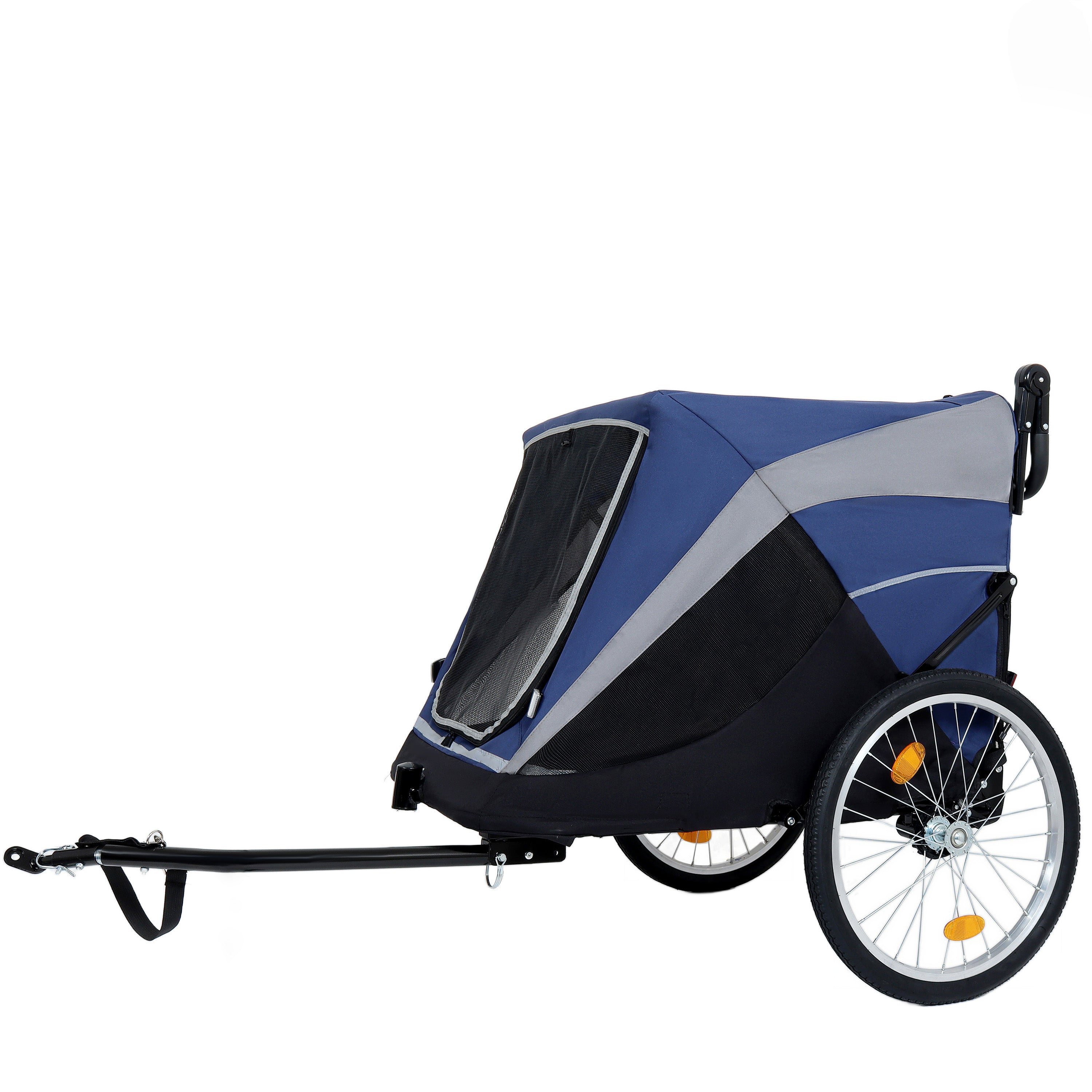Detachable 2-in-1 pet bicycle trailer and stroller(Black+Blue)