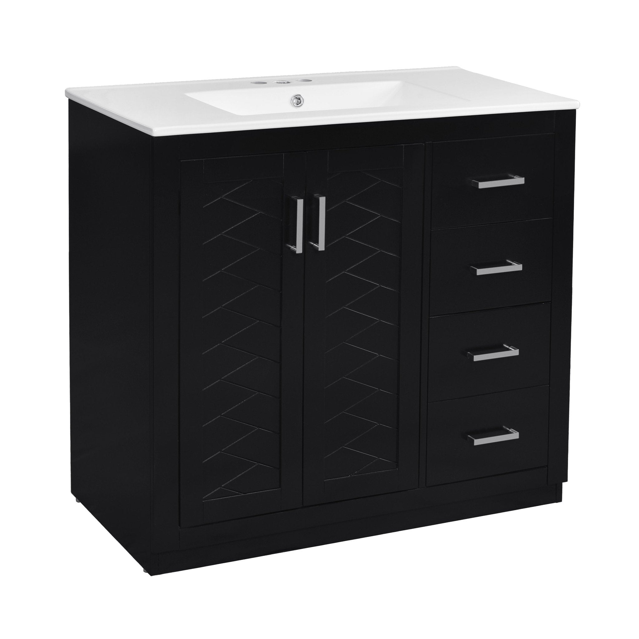 36 "Ceramic sink solid wood frame independent dressing table set(black) - KiKiUMi