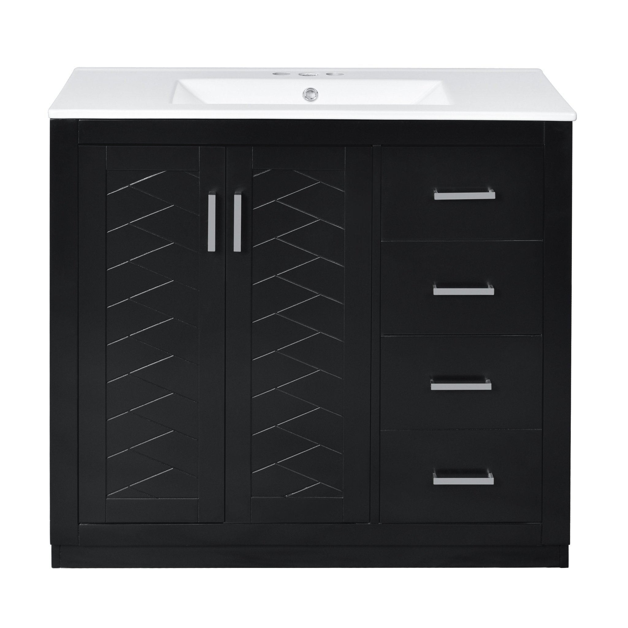 36 "Ceramic sink solid wood frame independent dressing table set(black) - KiKiUMi