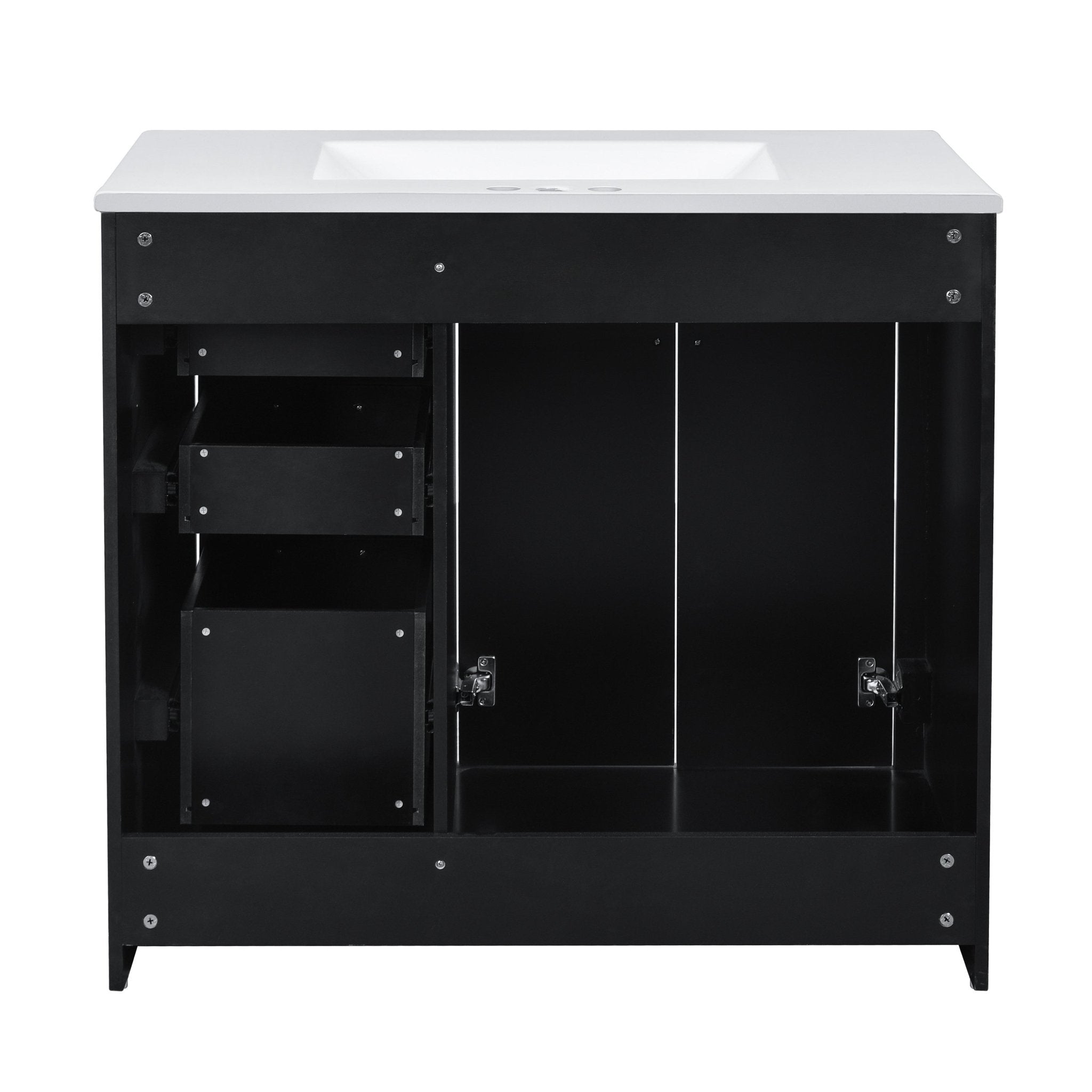 36 "Ceramic sink solid wood frame independent dressing table set(black) - KiKiUMi