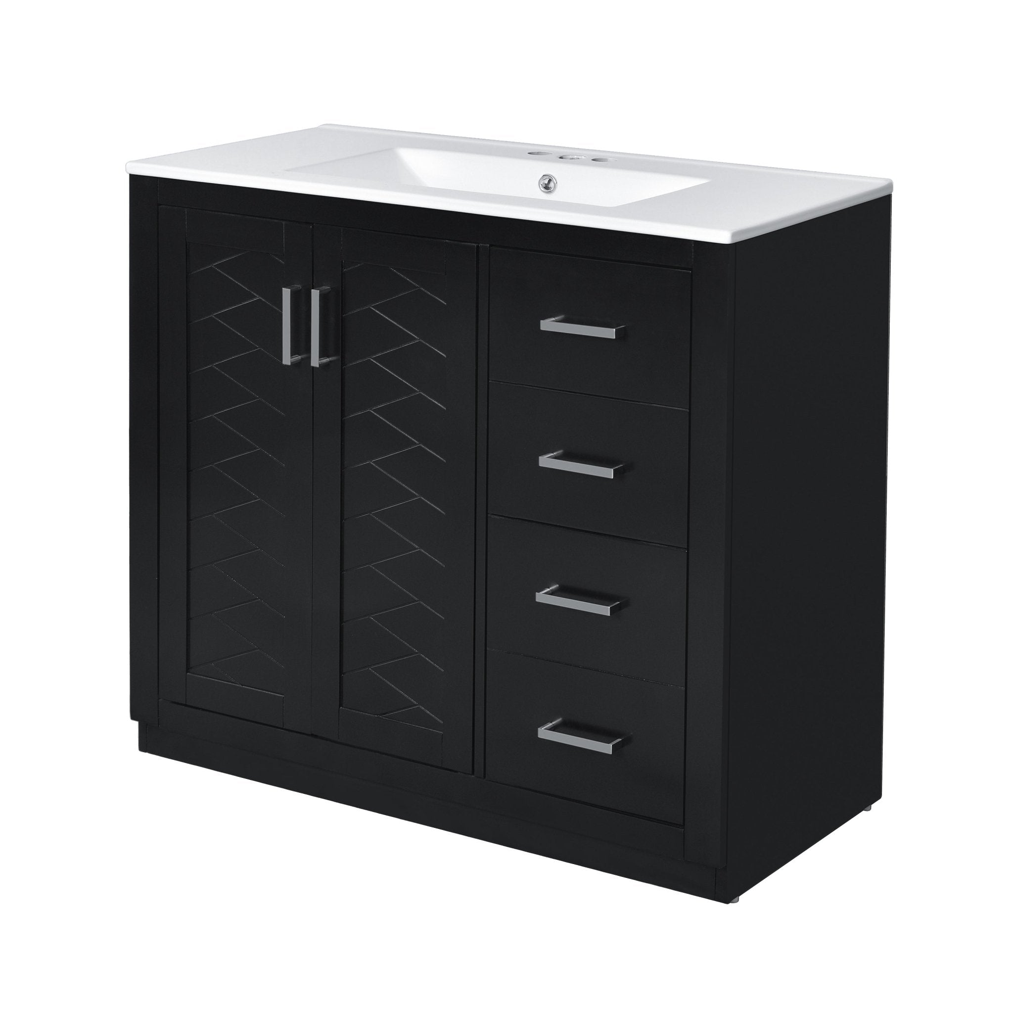 36 "Ceramic sink solid wood frame independent dressing table set(black) - KiKiUMi
