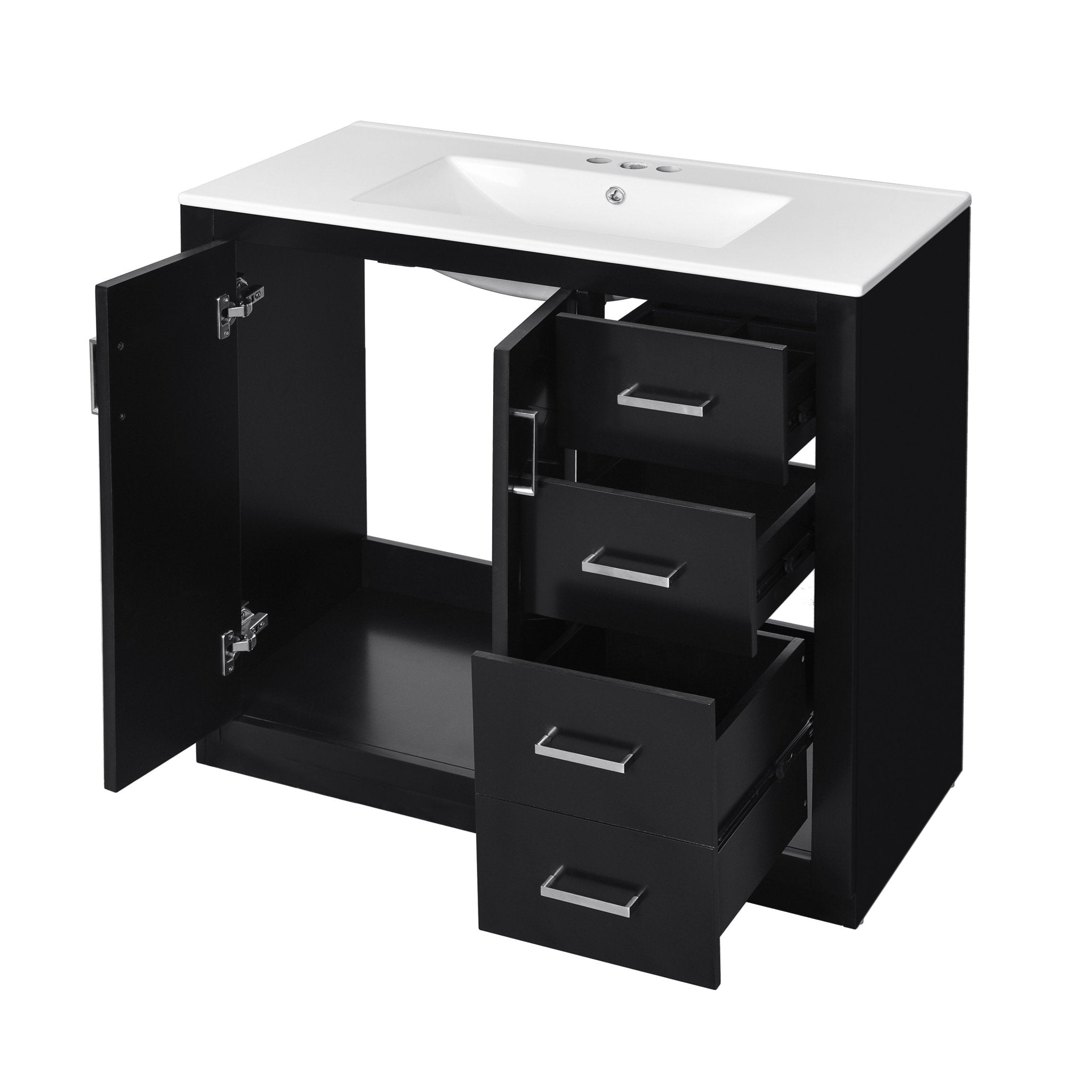 36 "Ceramic sink solid wood frame independent dressing table set(black) - KiKiUMi