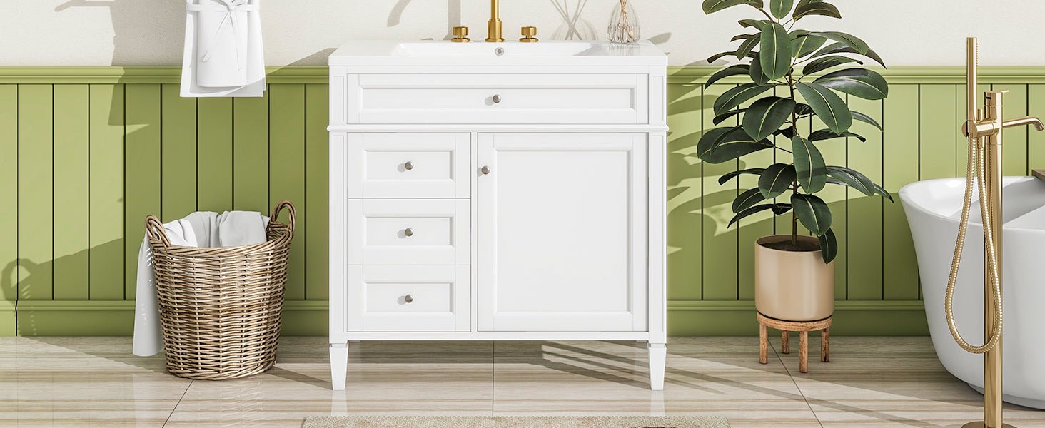 36 "Single sink bathroom dressing table, modern bathroom storage cabinet - KiKiUMi