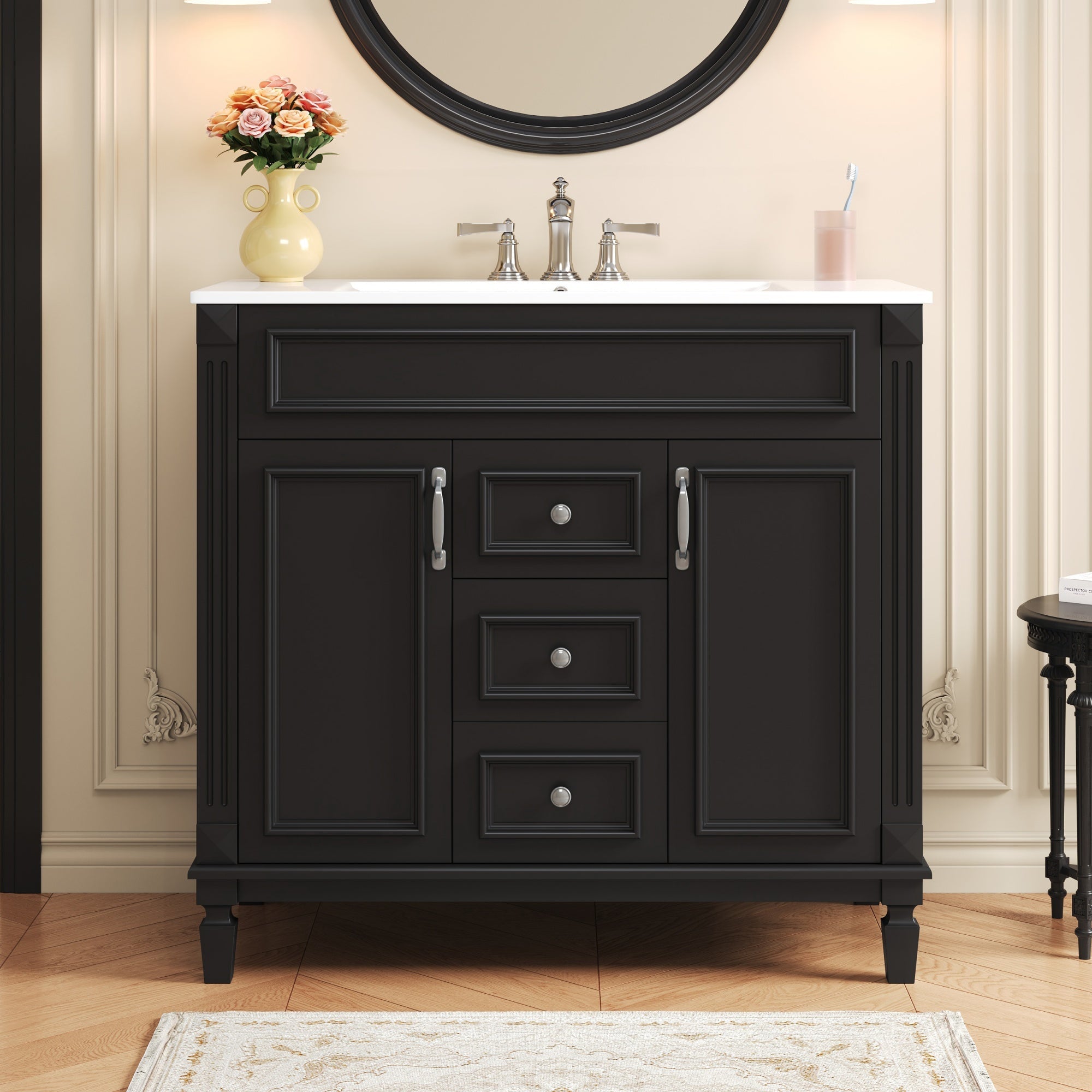 36 "Single sink bathroom dressing table, modern bathroom storage cabinet - KiKiUMi