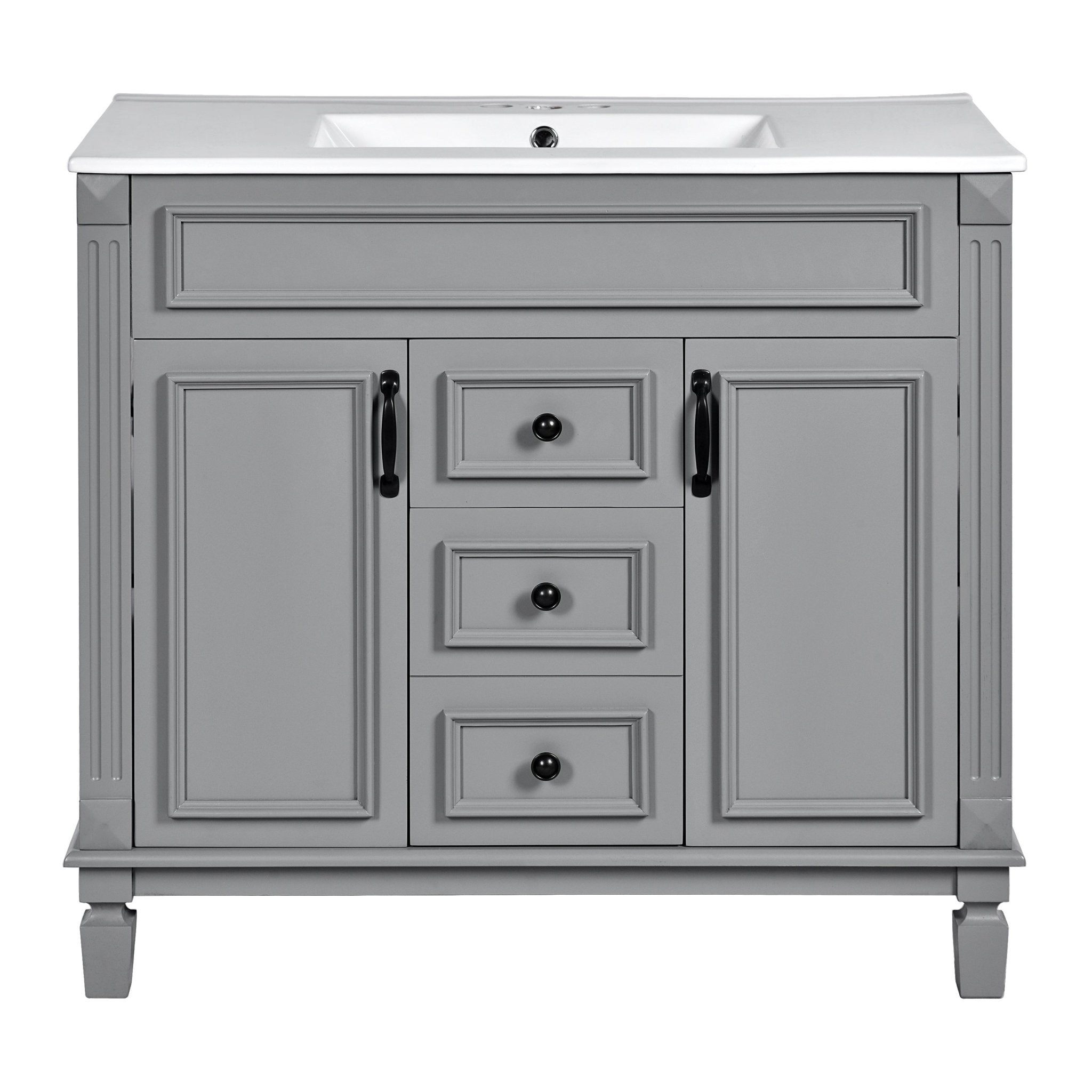 36 "Single sink bathroom dressing table, modern bathroom storage cabinet - KiKiUMi