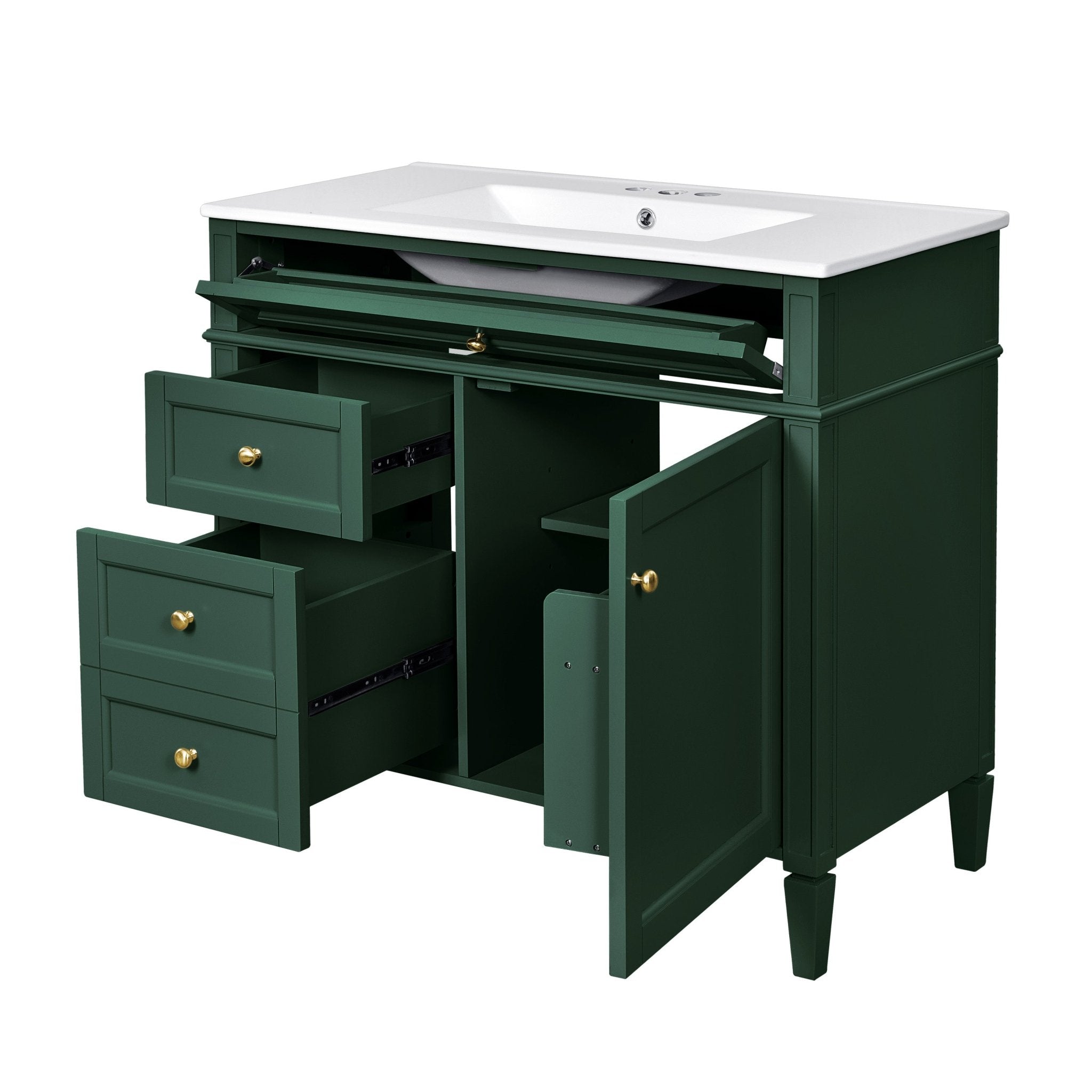 36 "Single sink bathroom dressing table, modern bathroom storage cabinet - KiKiUMi