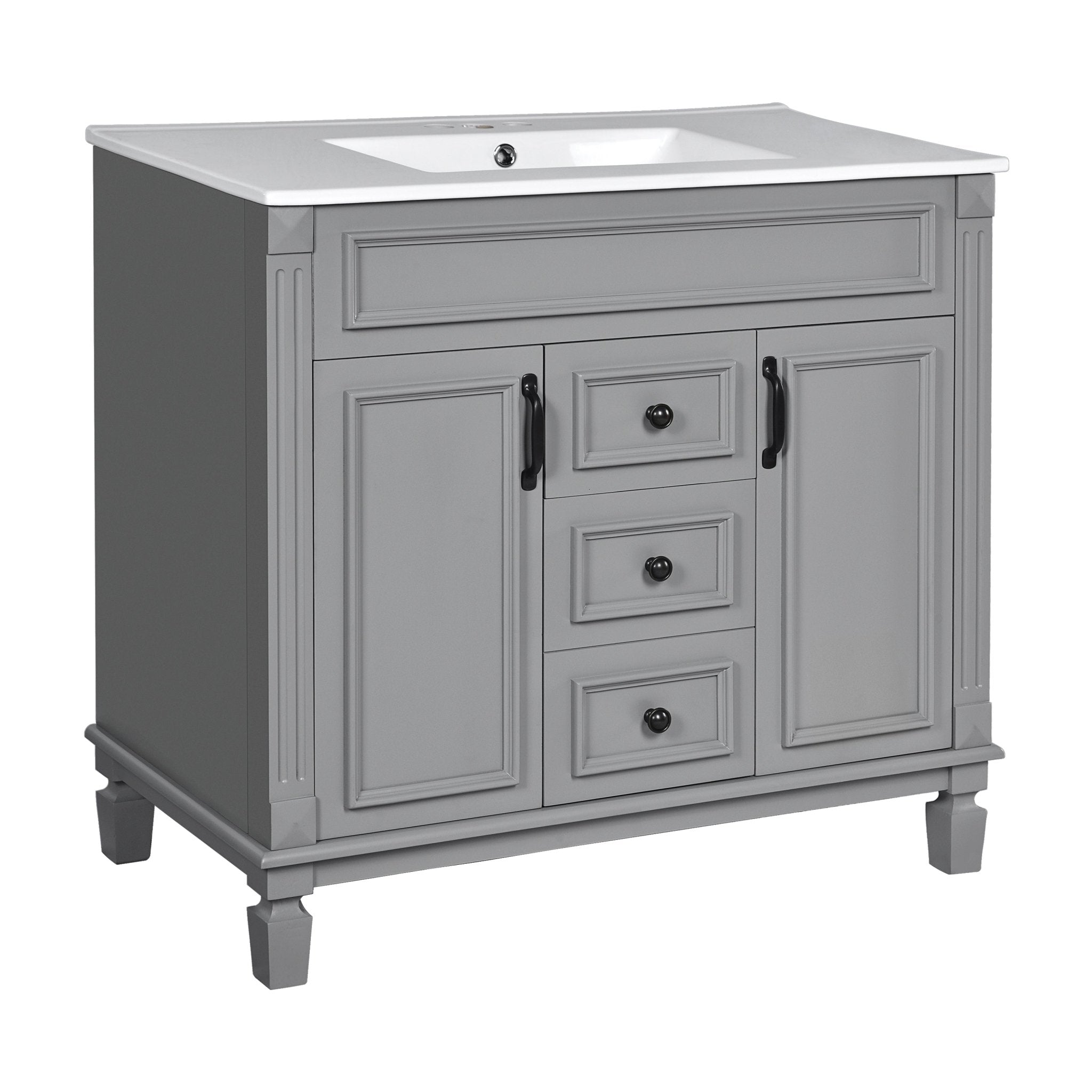 36 "Single sink bathroom dressing table, modern bathroom storage cabinet - KiKiUMi