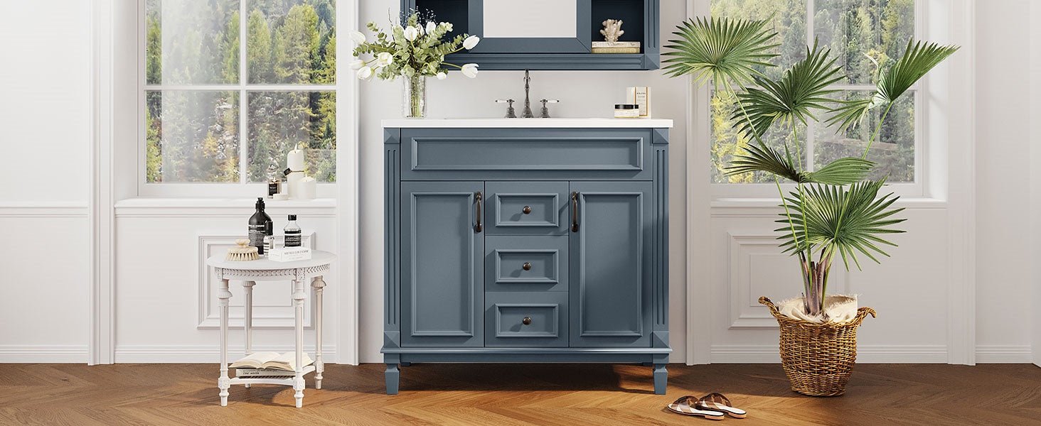 36 "Single sink bathroom dressing table, modern bathroom storage cabinet - KiKiUMi
