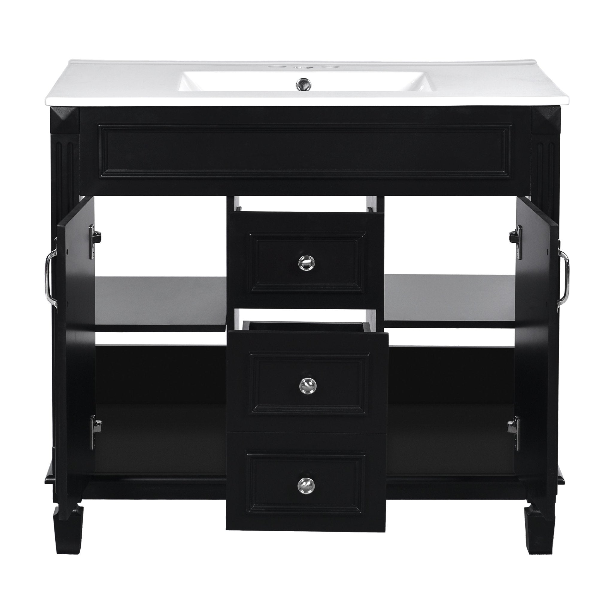 36 "Single sink bathroom dressing table, modern bathroom storage cabinet - KiKiUMi