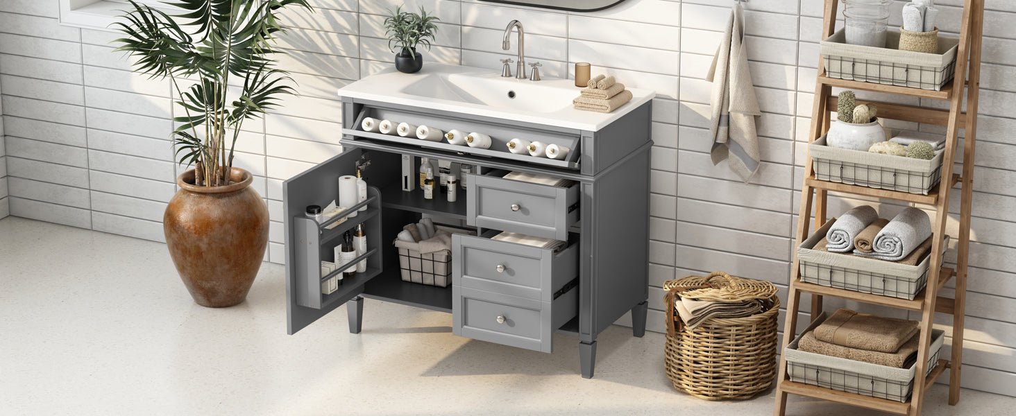 36 "Single sink bathroom dressing table, modern bathroom storage cabinet - KiKiUMi