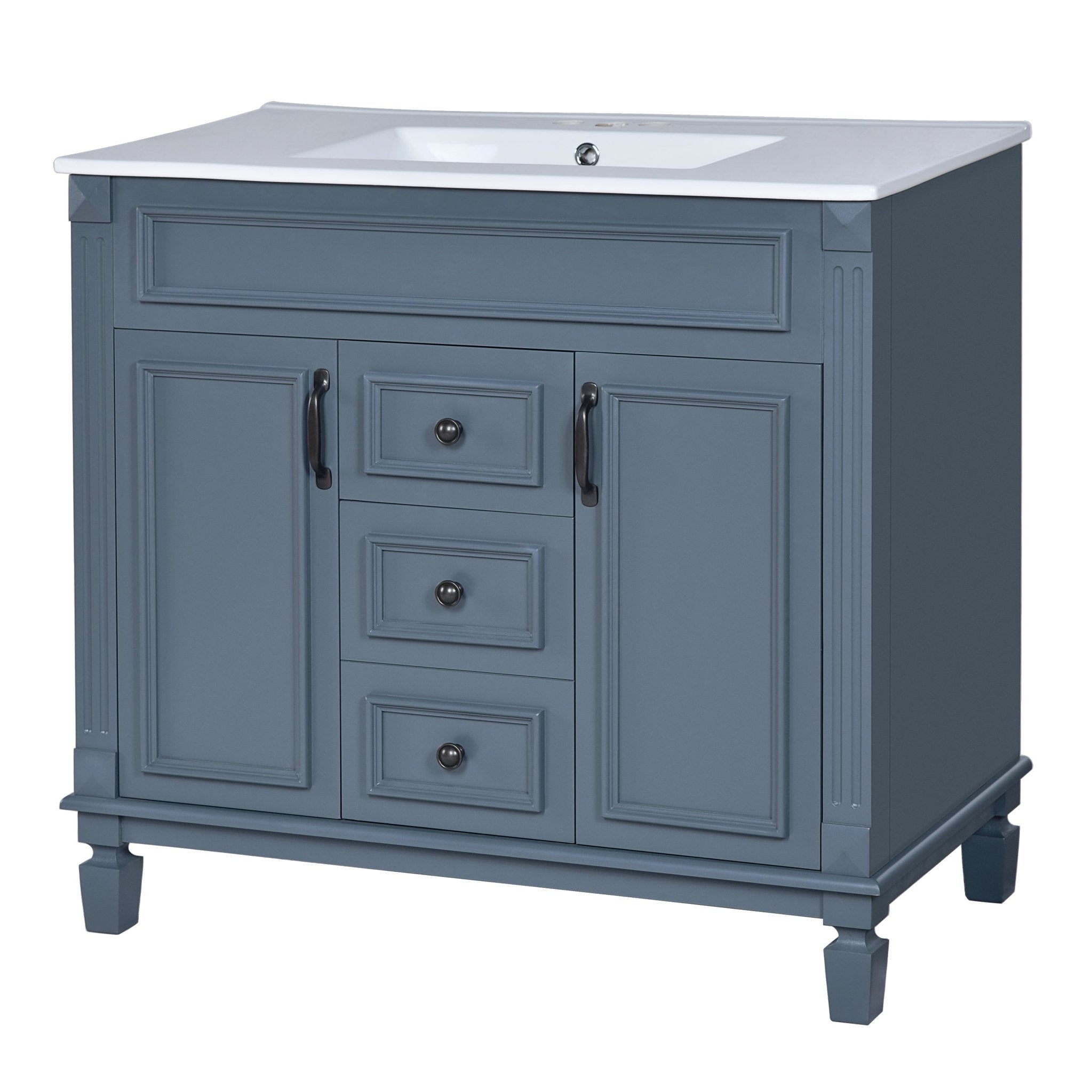 36 "Single sink bathroom dressing table, modern bathroom storage cabinet - KiKiUMi