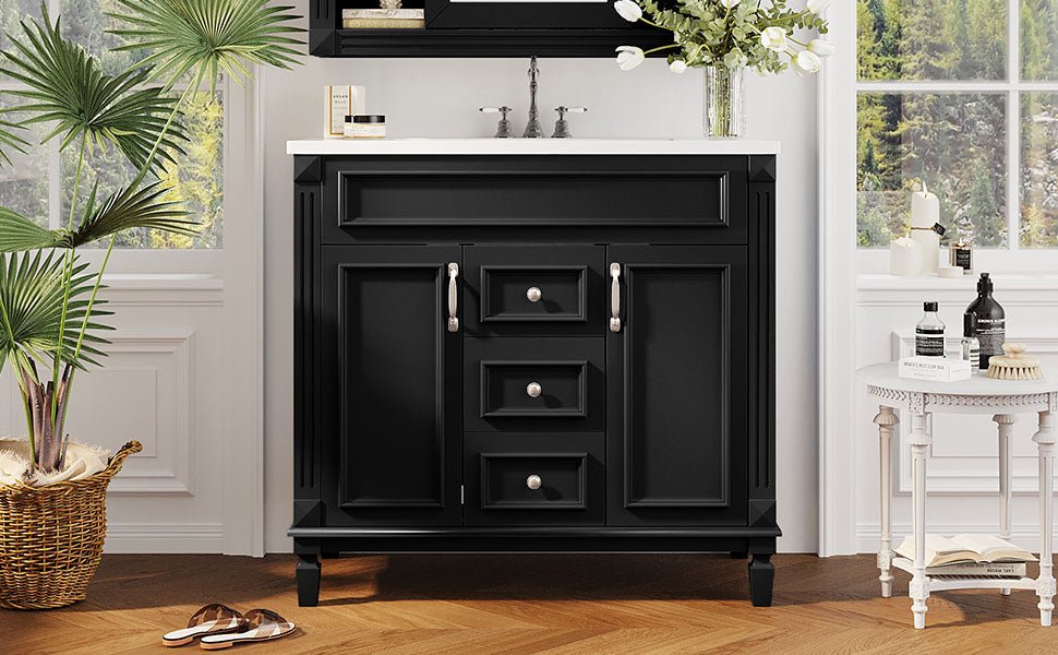 36 "Single sink bathroom dressing table, modern bathroom storage cabinet - KiKiUMi