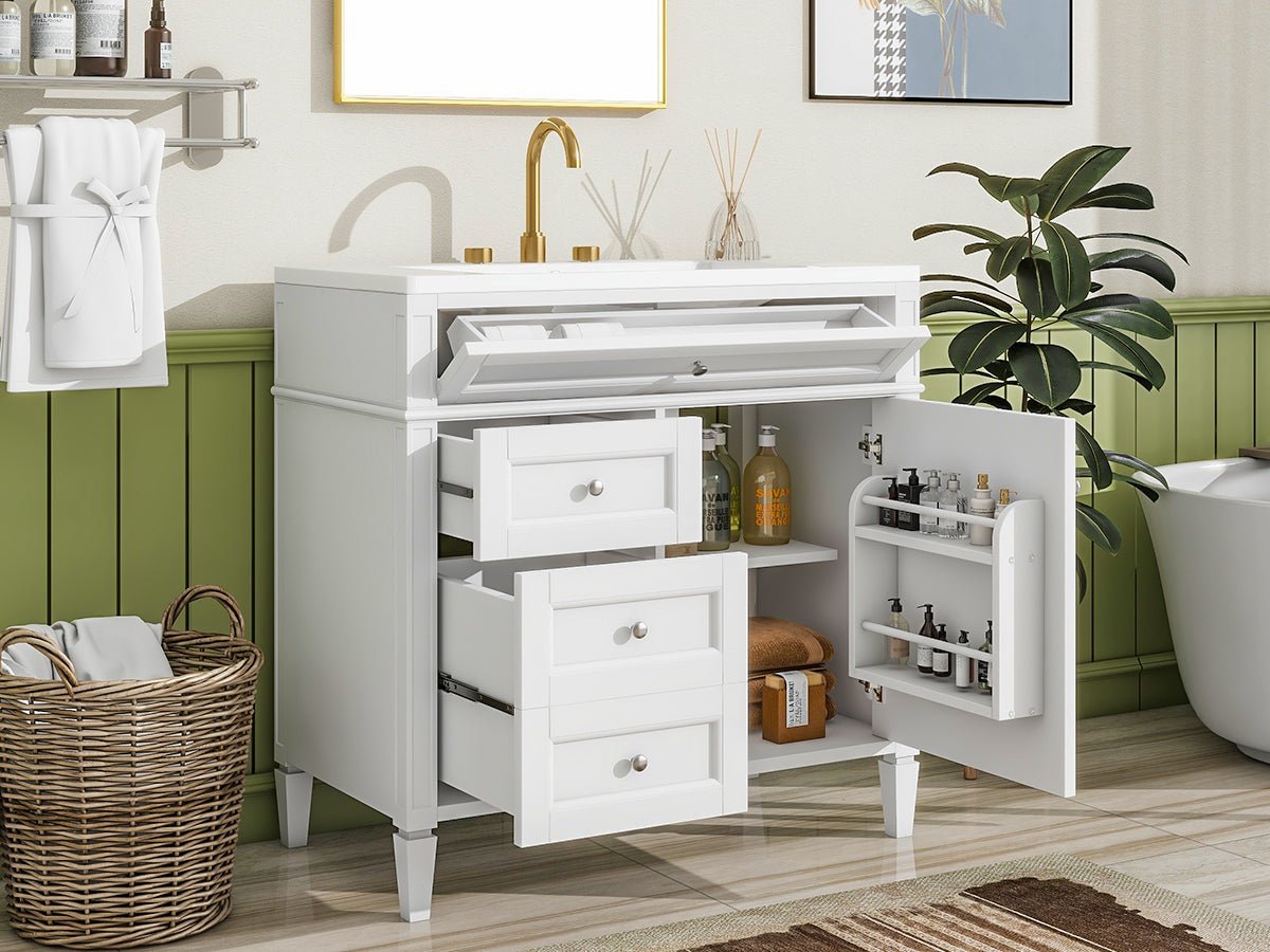 36 "Single sink bathroom dressing table, modern bathroom storage cabinet - KiKiUMi
