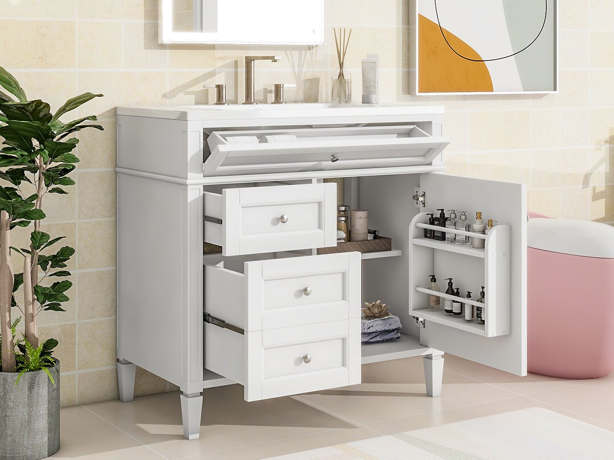 36 "Single sink bathroom dressing table, modern bathroom storage cabinet - KiKiUMi