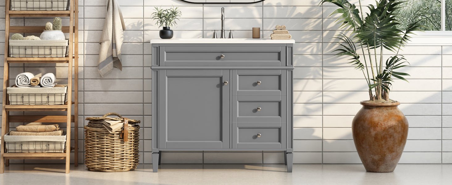 36 "Single sink bathroom dressing table, modern bathroom storage cabinet - KiKiUMi