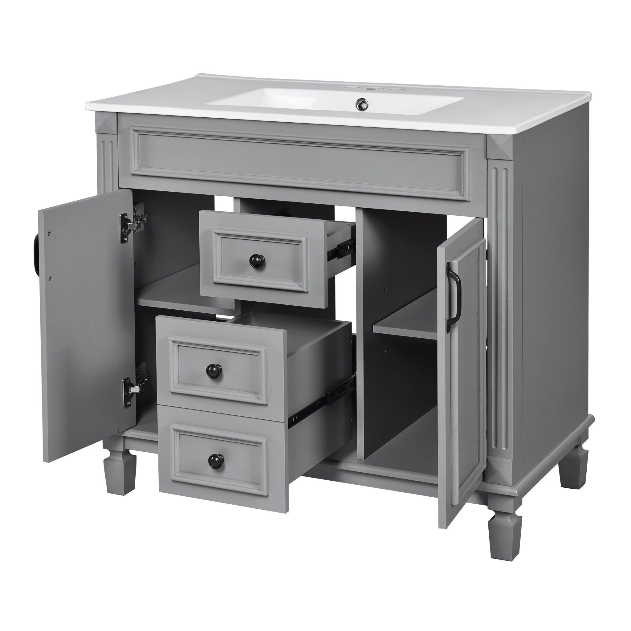 36 "Single sink bathroom dressing table, modern bathroom storage cabinet - KiKiUMi