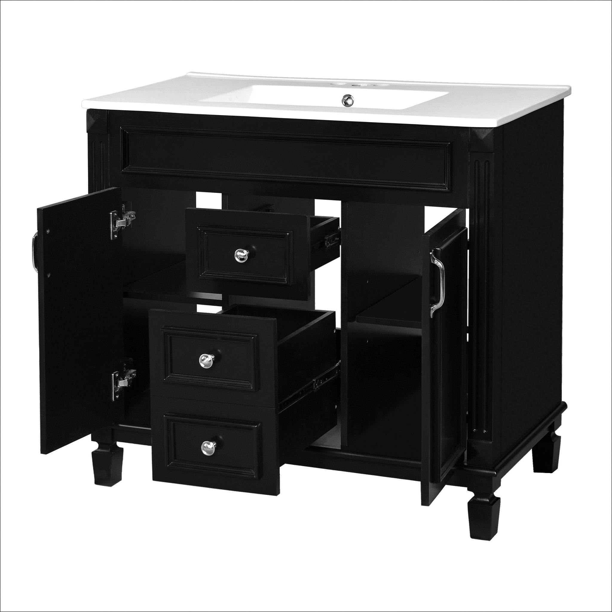 36 "Single sink bathroom dressing table, modern bathroom storage cabinet - KiKiUMi