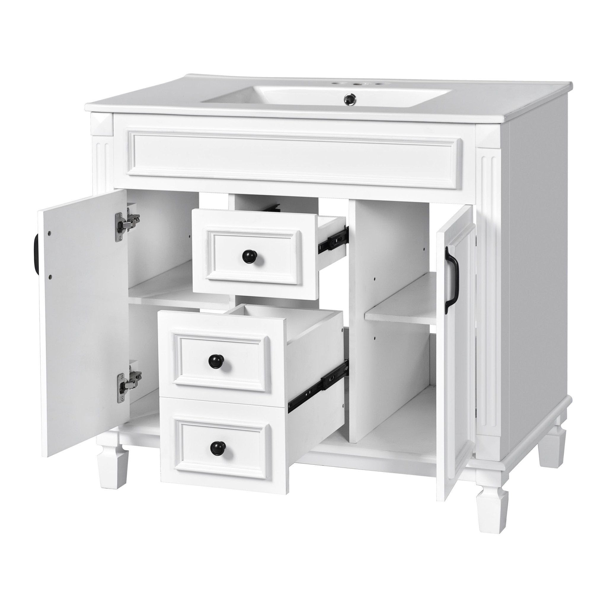 36 "Single sink bathroom dressing table, modern bathroom storage cabinet - KiKiUMi