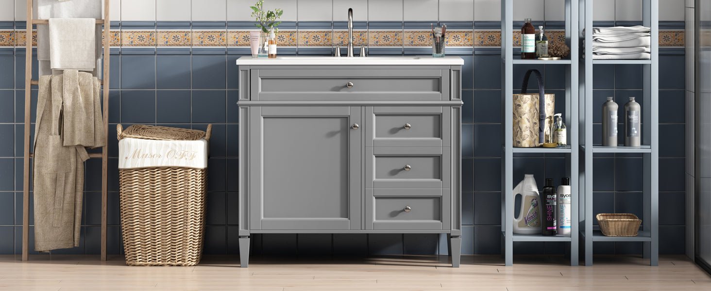 36 "Single sink bathroom dressing table, modern bathroom storage cabinet - KiKiUMi
