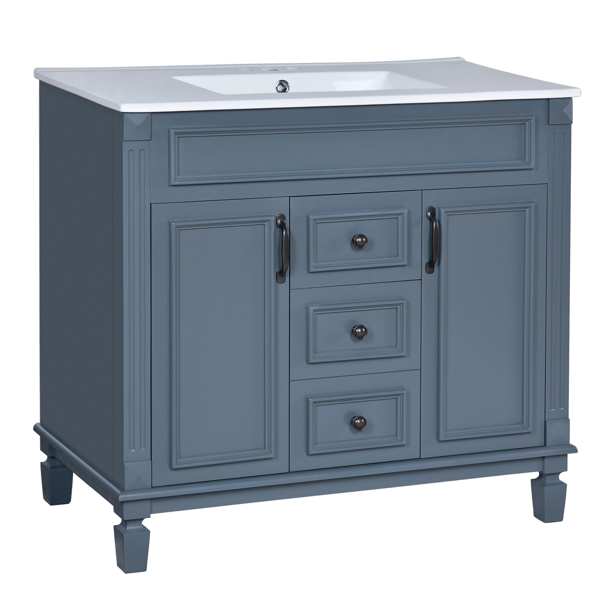 36 "Single sink bathroom dressing table, modern bathroom storage cabinet - KiKiUMi