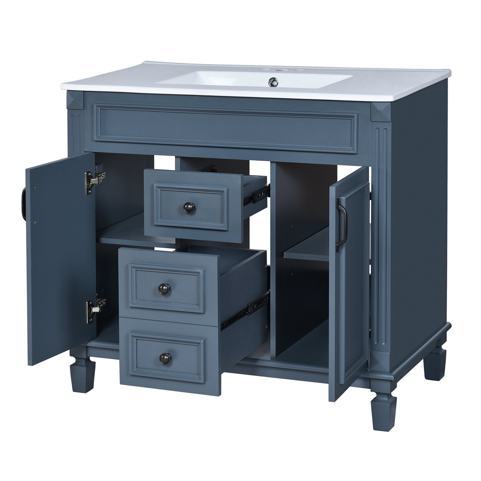 36 "Single sink bathroom dressing table, modern bathroom storage cabinet - KiKiUMi