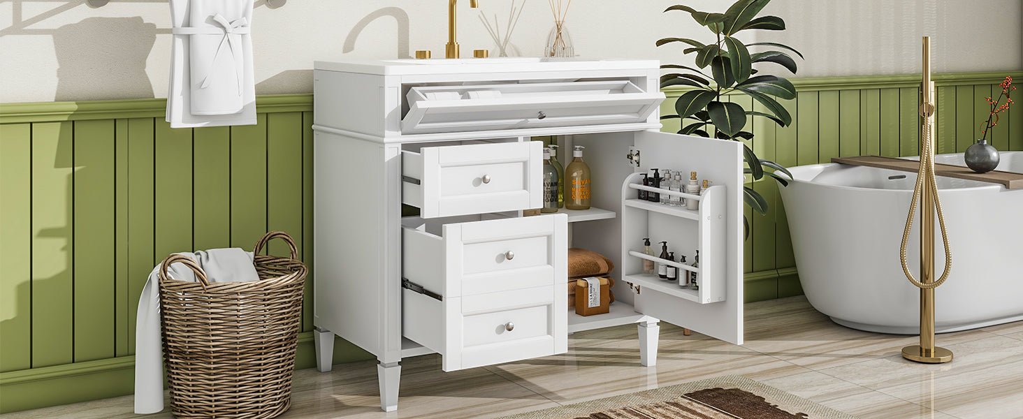 36 "Single sink bathroom dressing table, modern bathroom storage cabinet - KiKiUMi