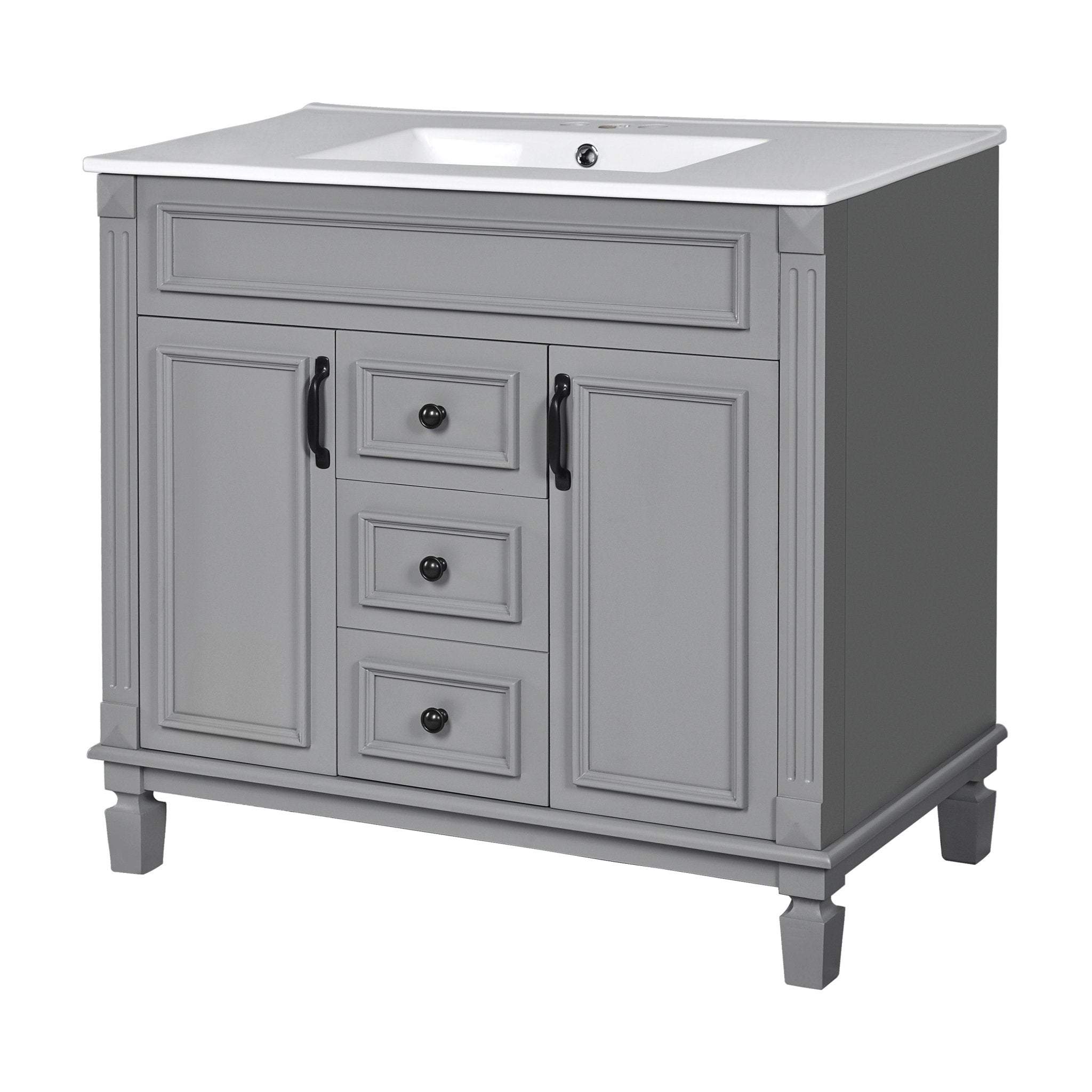 36 "Single sink bathroom dressing table, modern bathroom storage cabinet - KiKiUMi