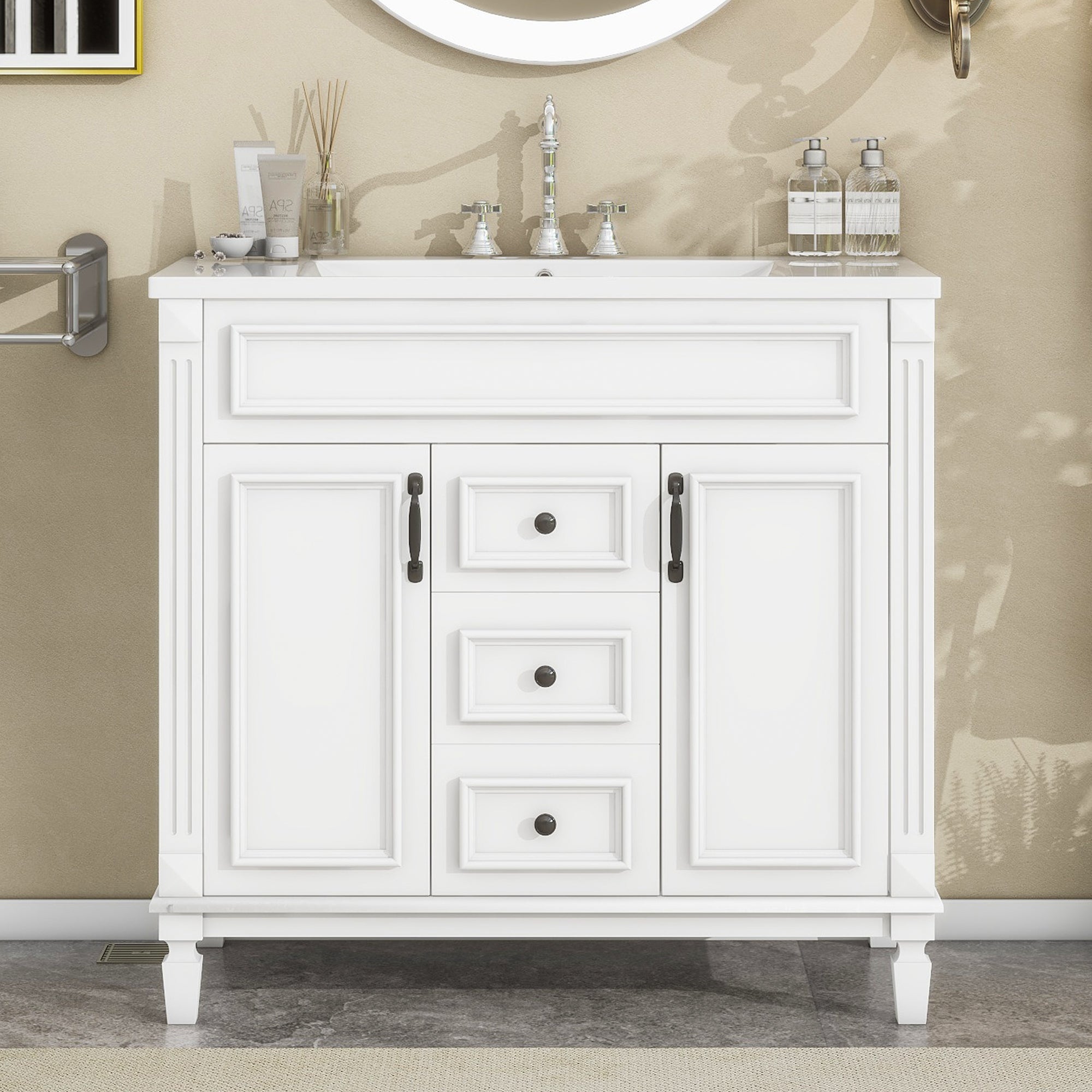 36 "Single sink bathroom dressing table, modern bathroom storage cabinet - KiKiUMi