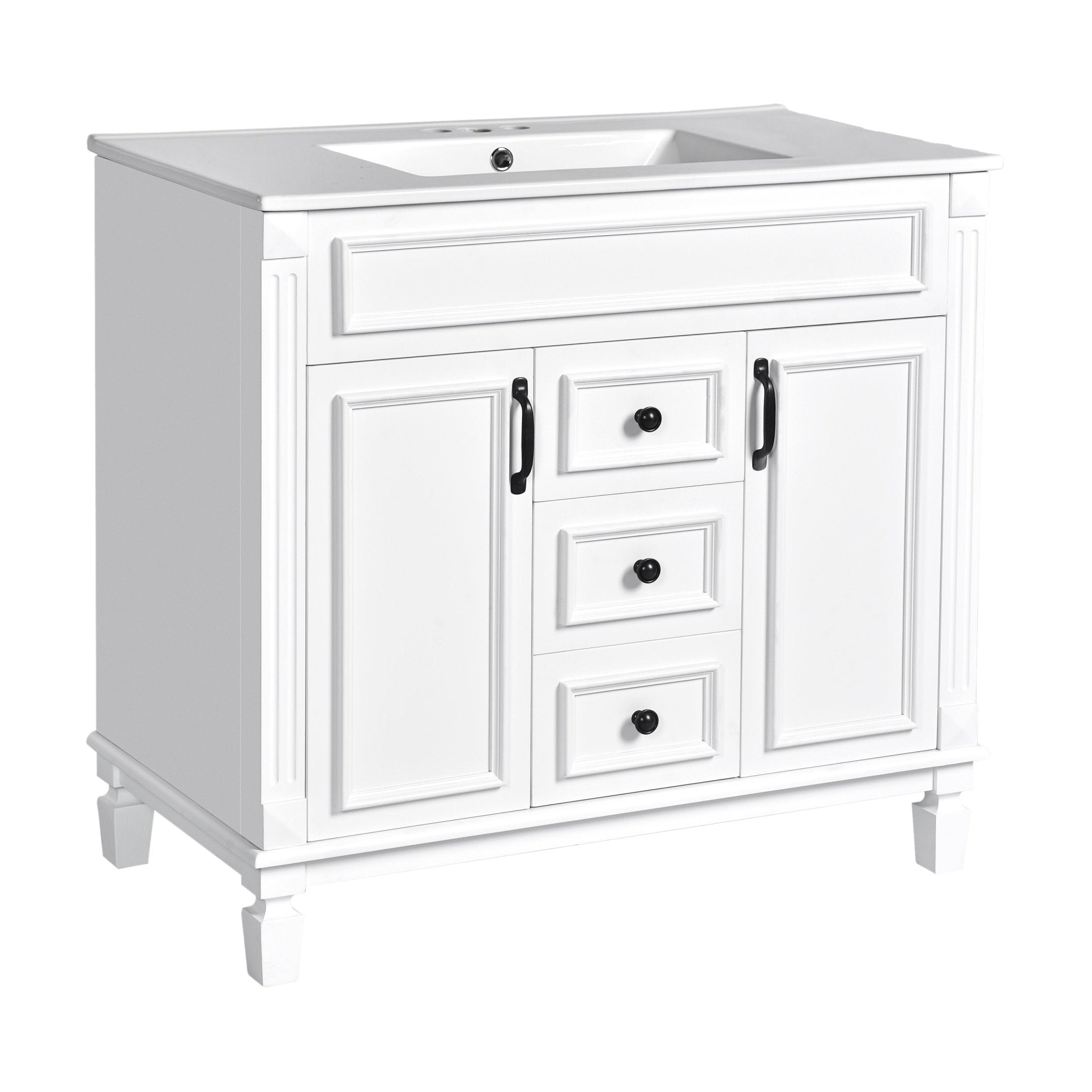 36 "Single sink bathroom dressing table, modern bathroom storage cabinet - KiKiUMi