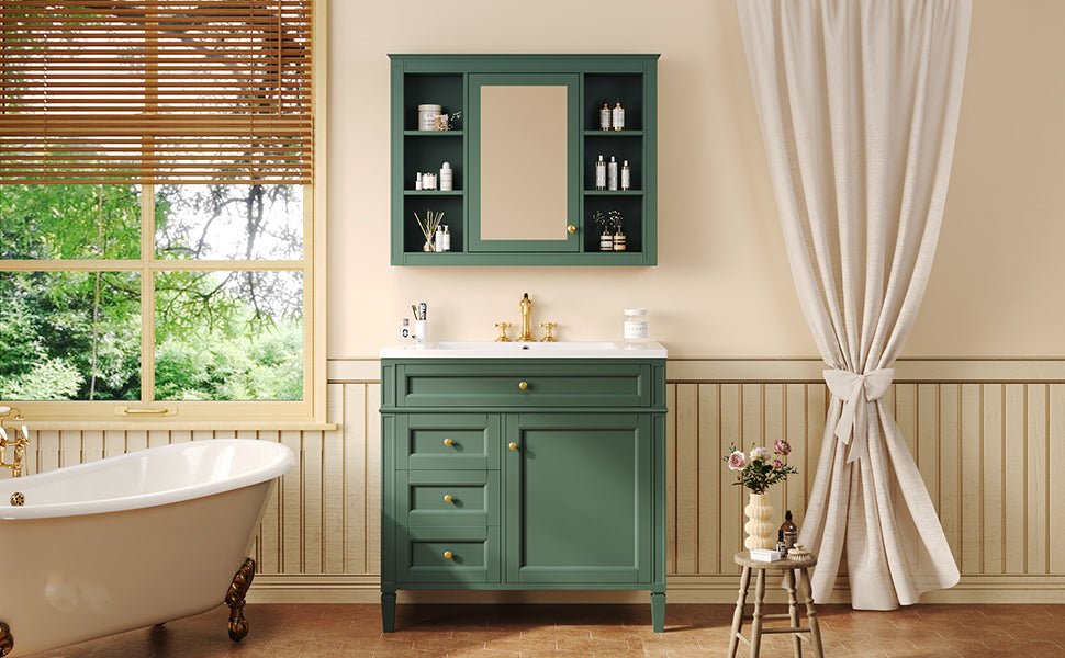 36 "Single sink bathroom dressing table, modern bathroom storage cabinet - KiKiUMi