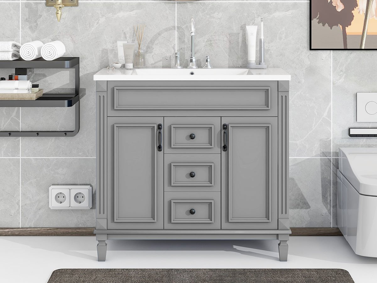 36 "Single sink bathroom dressing table, modern bathroom storage cabinet - KiKiUMi
